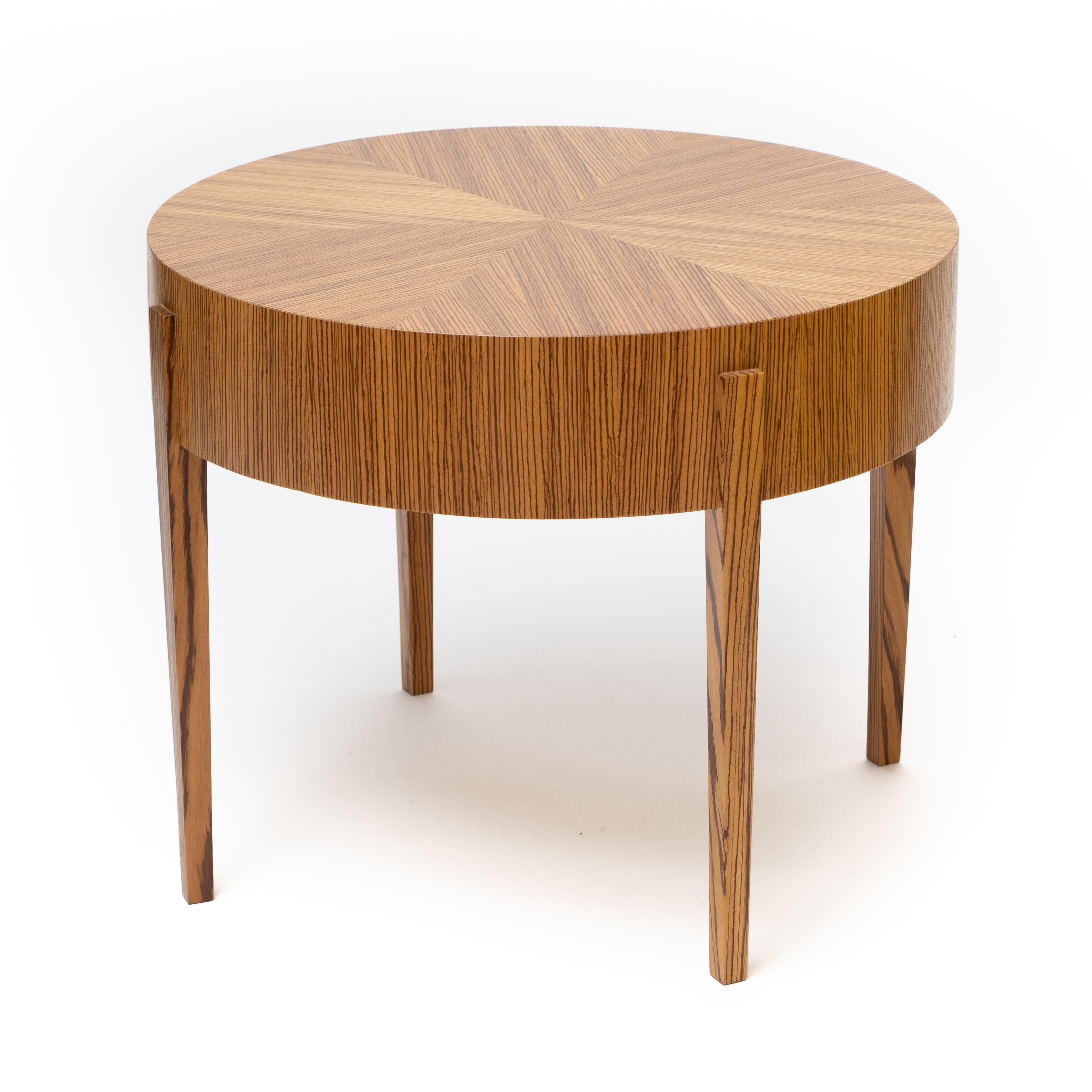 Zebra Wood Round Zebrawood-Veneer Occasional Table