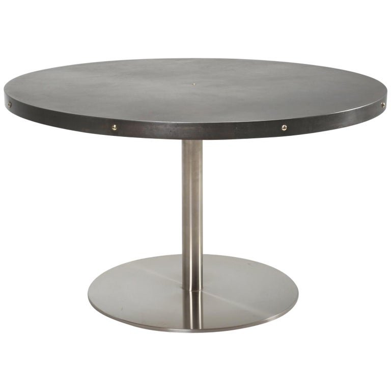 Stainless Steel Dining Or Kitchen Table, Round Zinc Dining Table