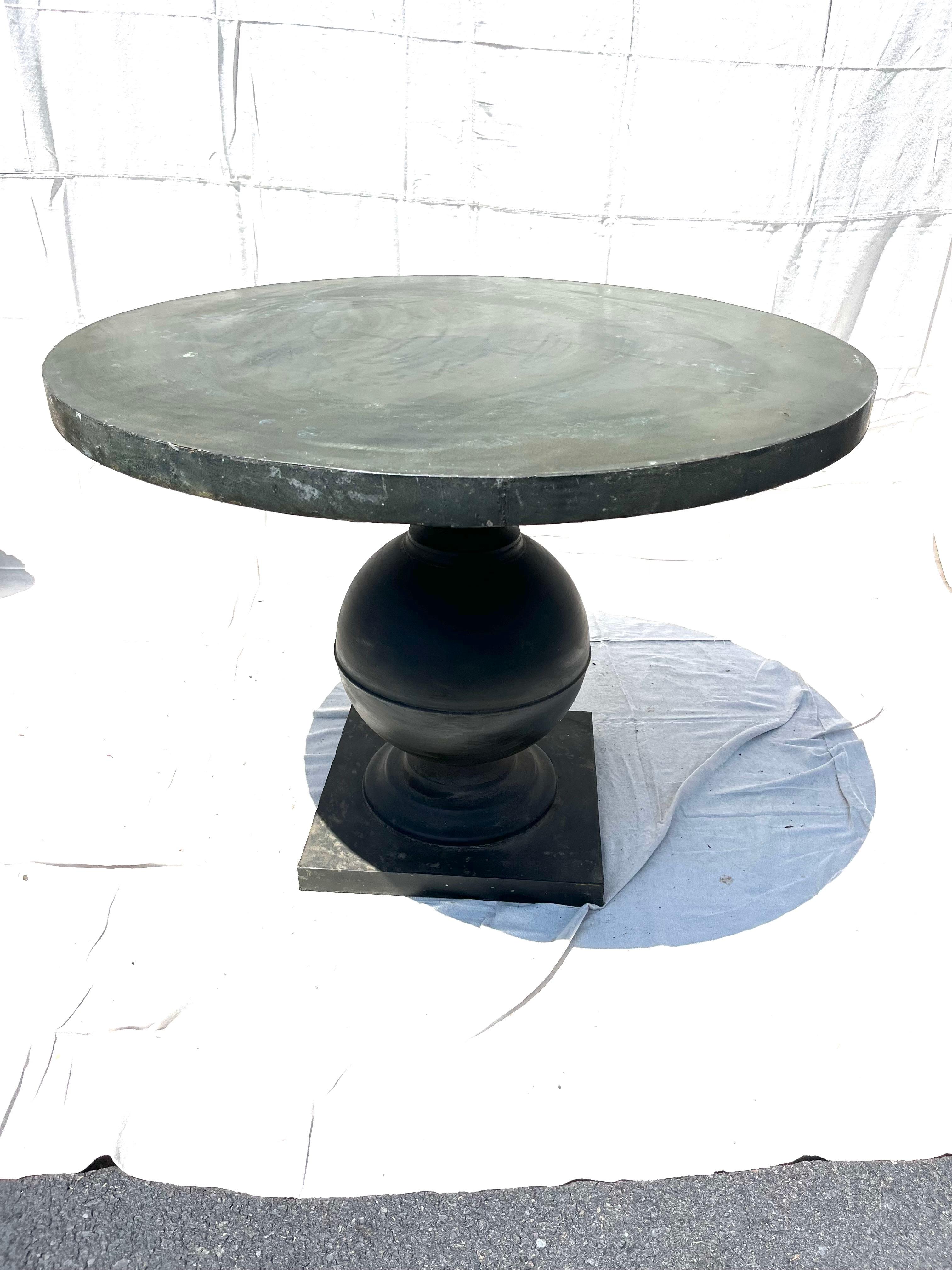 Round Zinc-Covered Center Table, Contemporary 5
