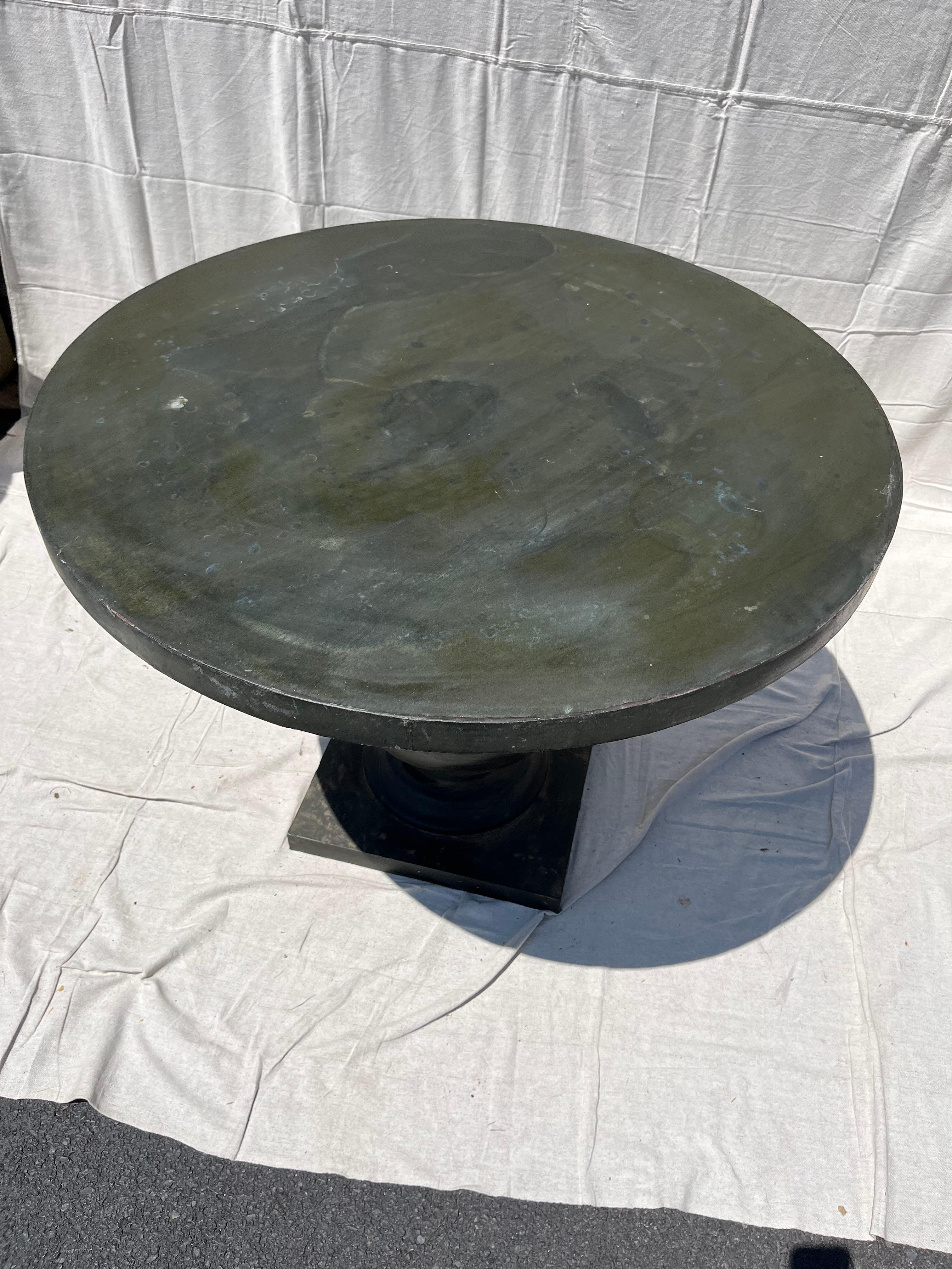 Modern Round Zinc-Covered Center Table, Contemporary