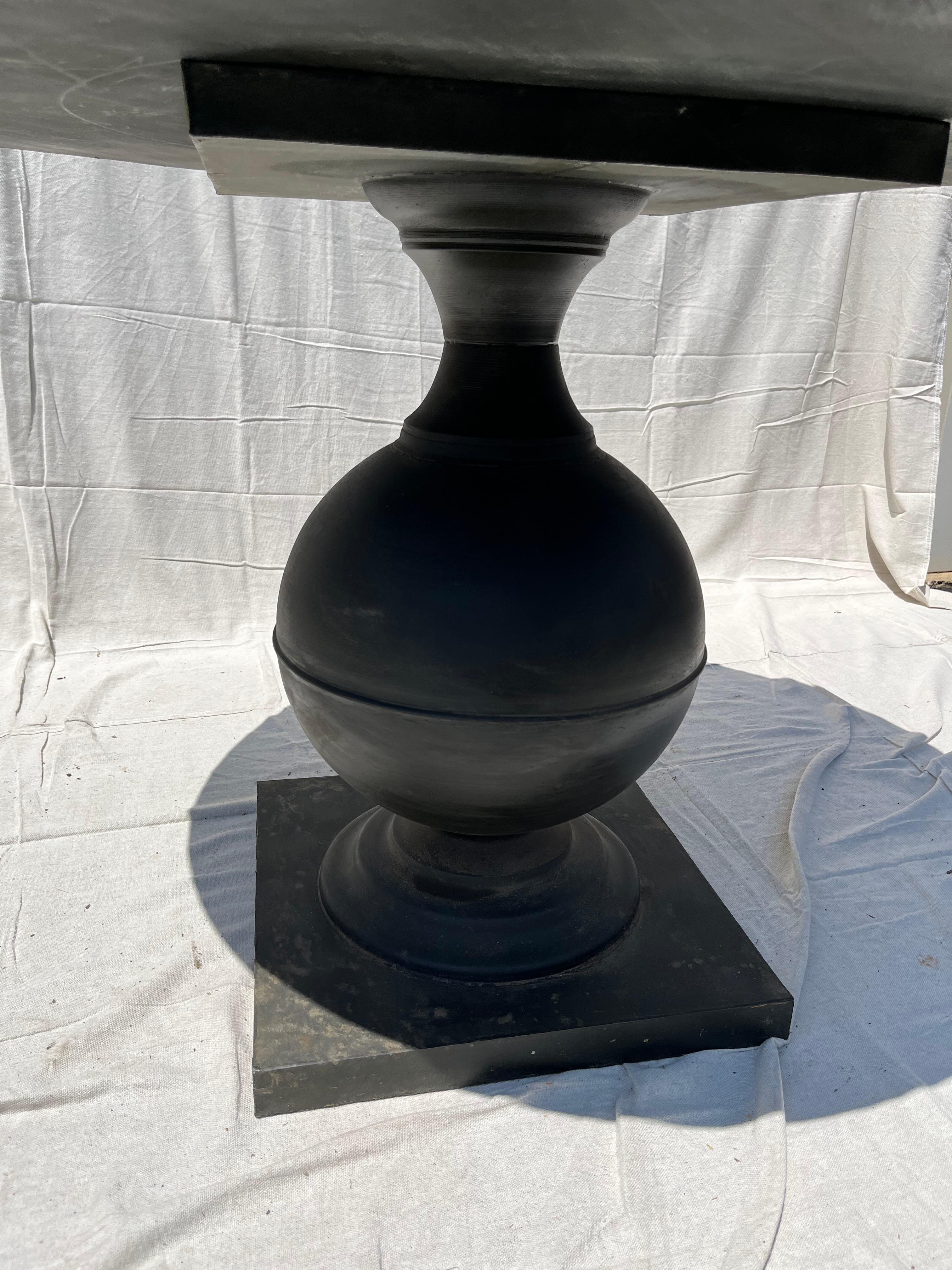 American Round Zinc-Covered Center Table, Contemporary