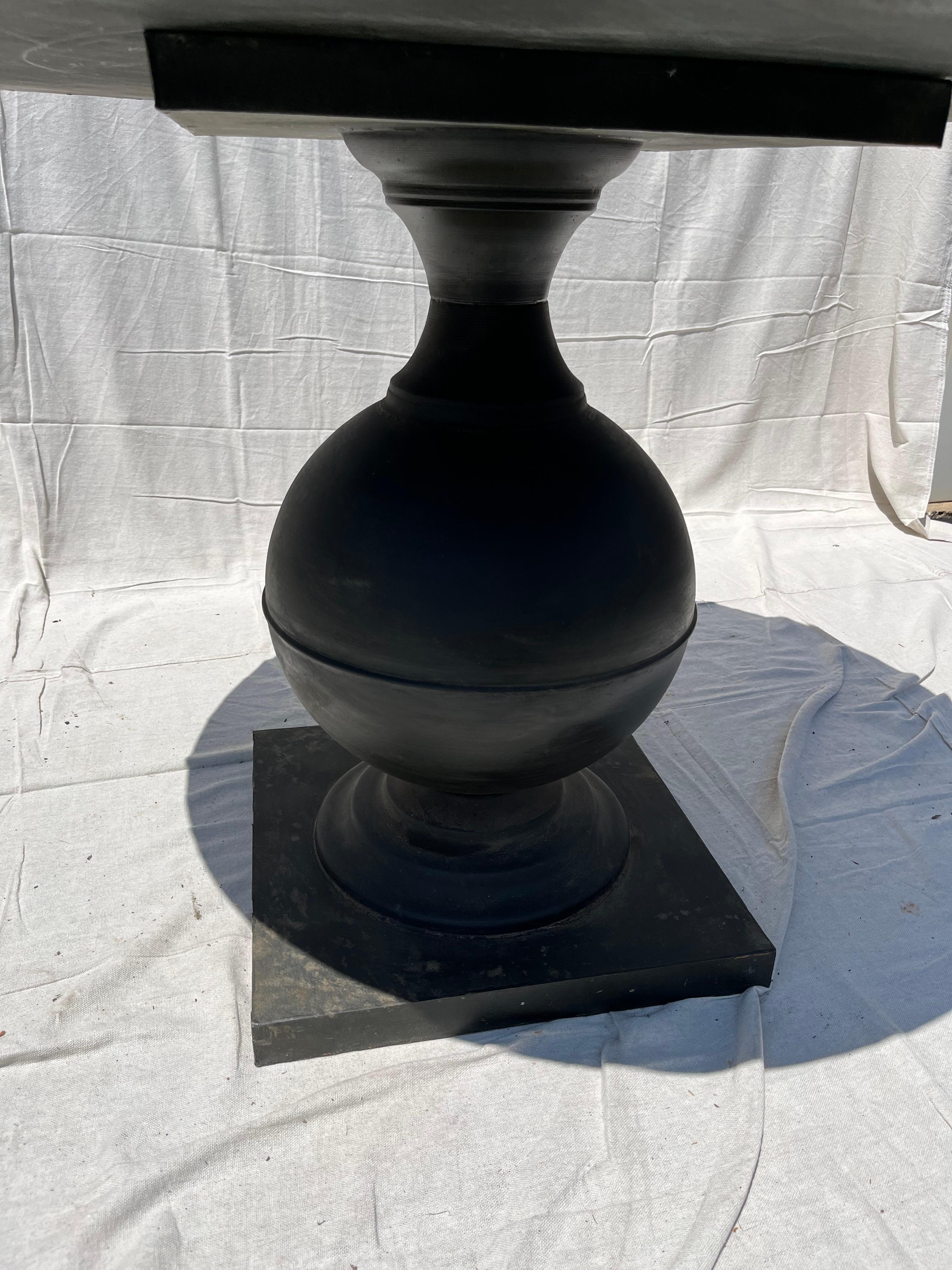 Round Zinc-Covered Center Table, Contemporary In Good Condition In Doylestown, PA