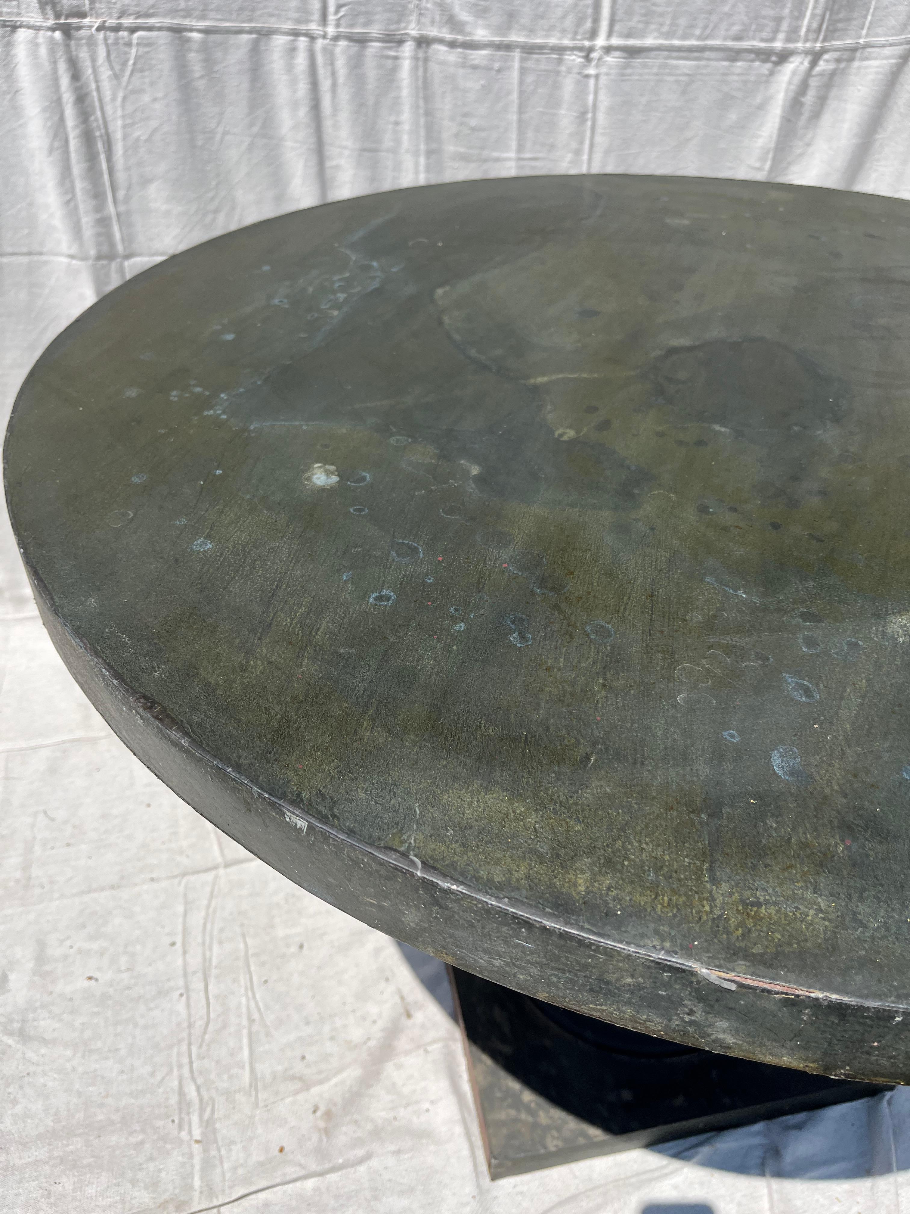 Round Zinc-Covered Center Table, Contemporary 2