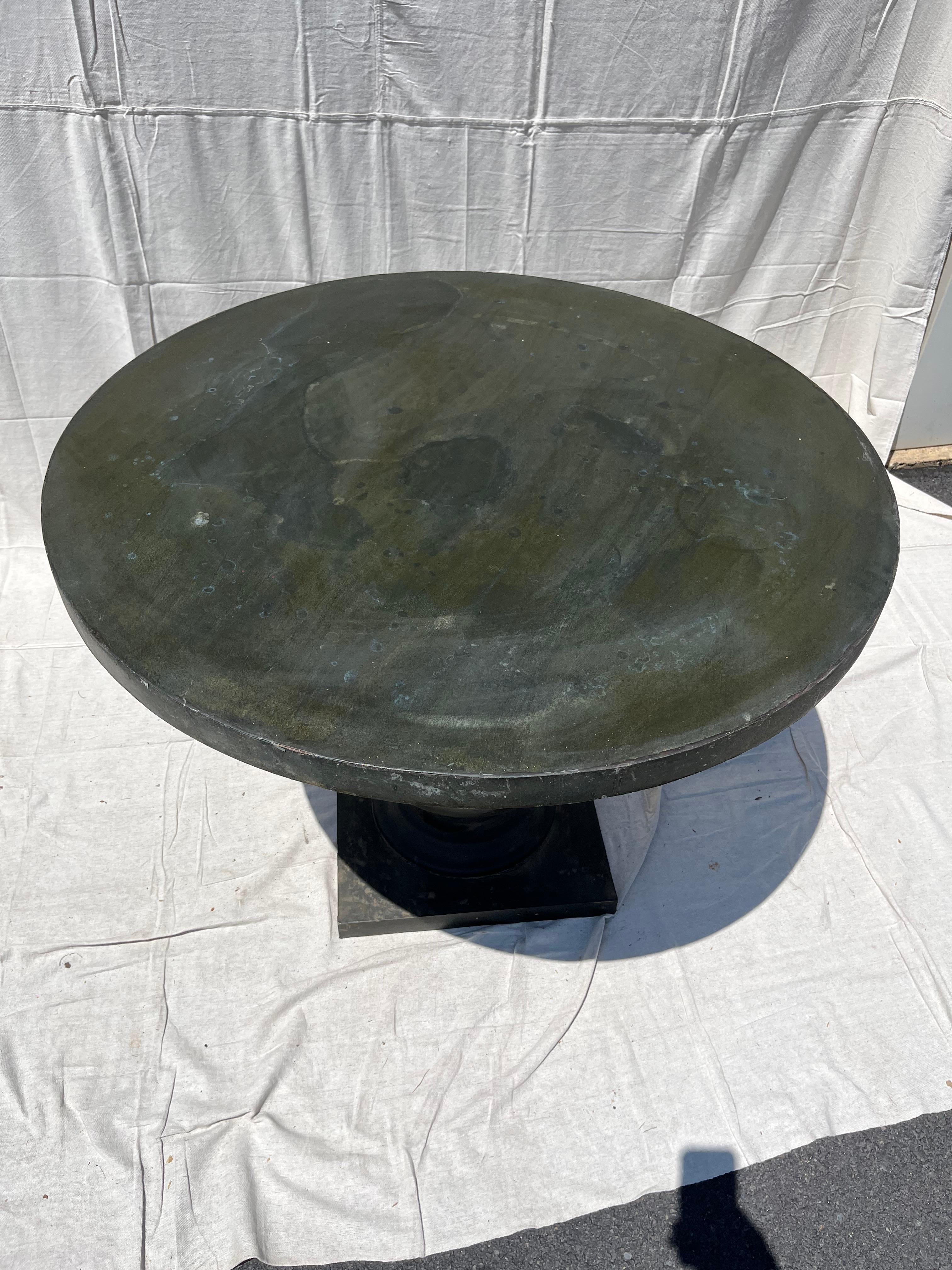 Round Zinc-Covered Center Table, Contemporary 3