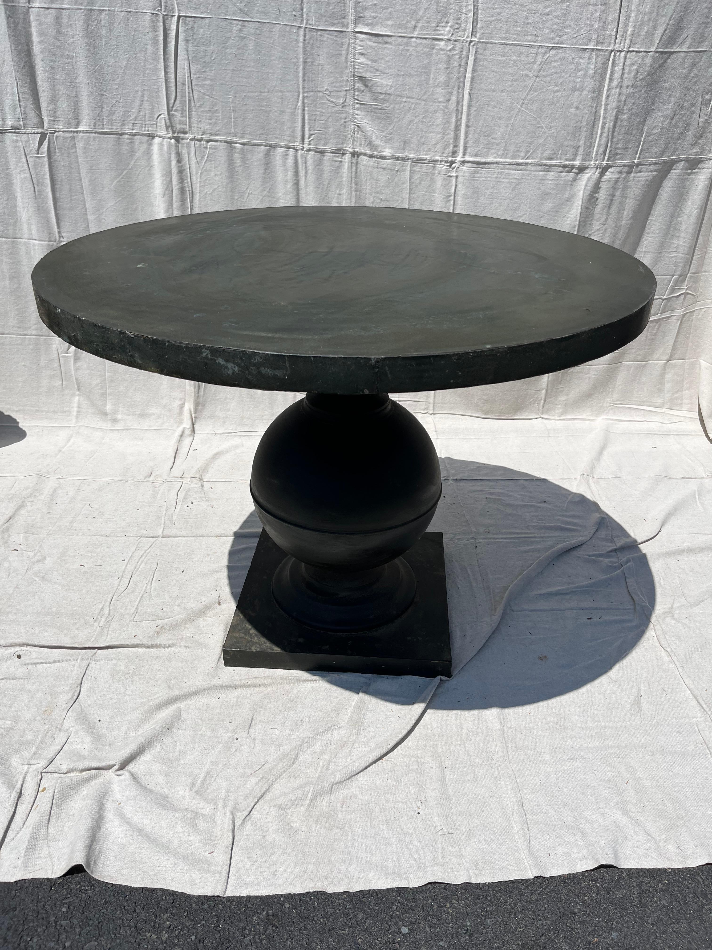 Round Zinc-Covered Center Table, Contemporary 4