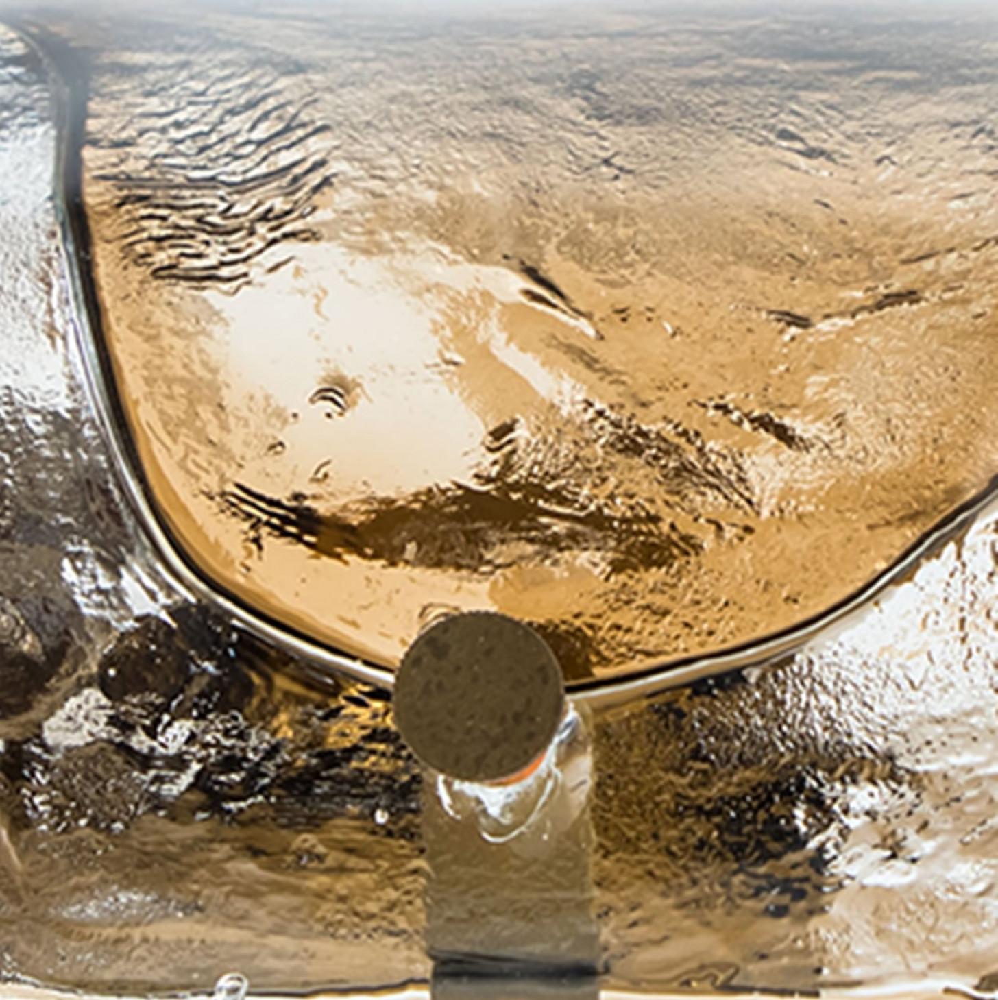 Rounded Angle Wood Smoked Layered Glass Flush Mount by Kaiser, 1960s in vendita 6