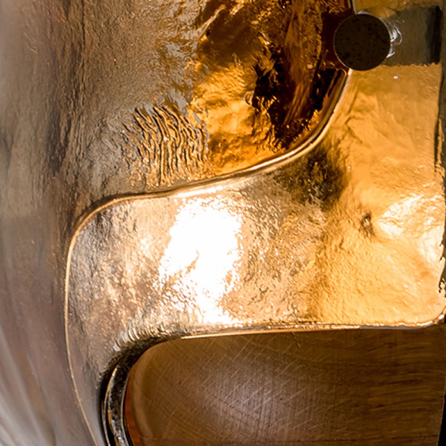 Rounded Angle Wood Smoked Layered Glass Flush Mount by Kaiser, 1960s in vendita 7