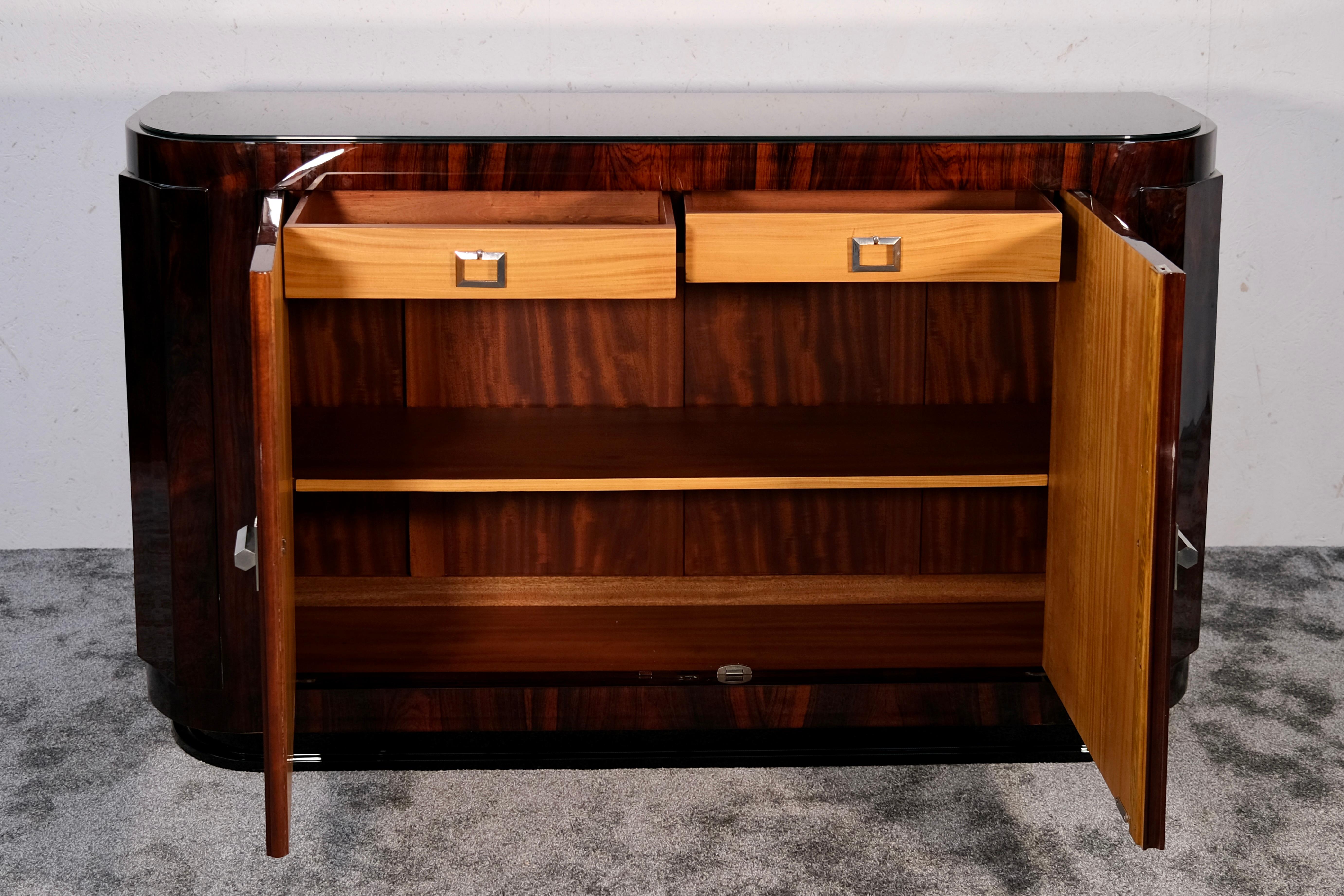 Credenza Art Déco arrotondata con elementi geometrici, Francia, anni '30 in vendita 1