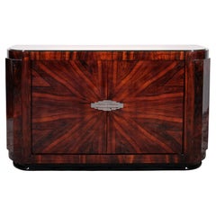 Rounded Art Deco Sideboard with Geometric Fitting, France 1930s