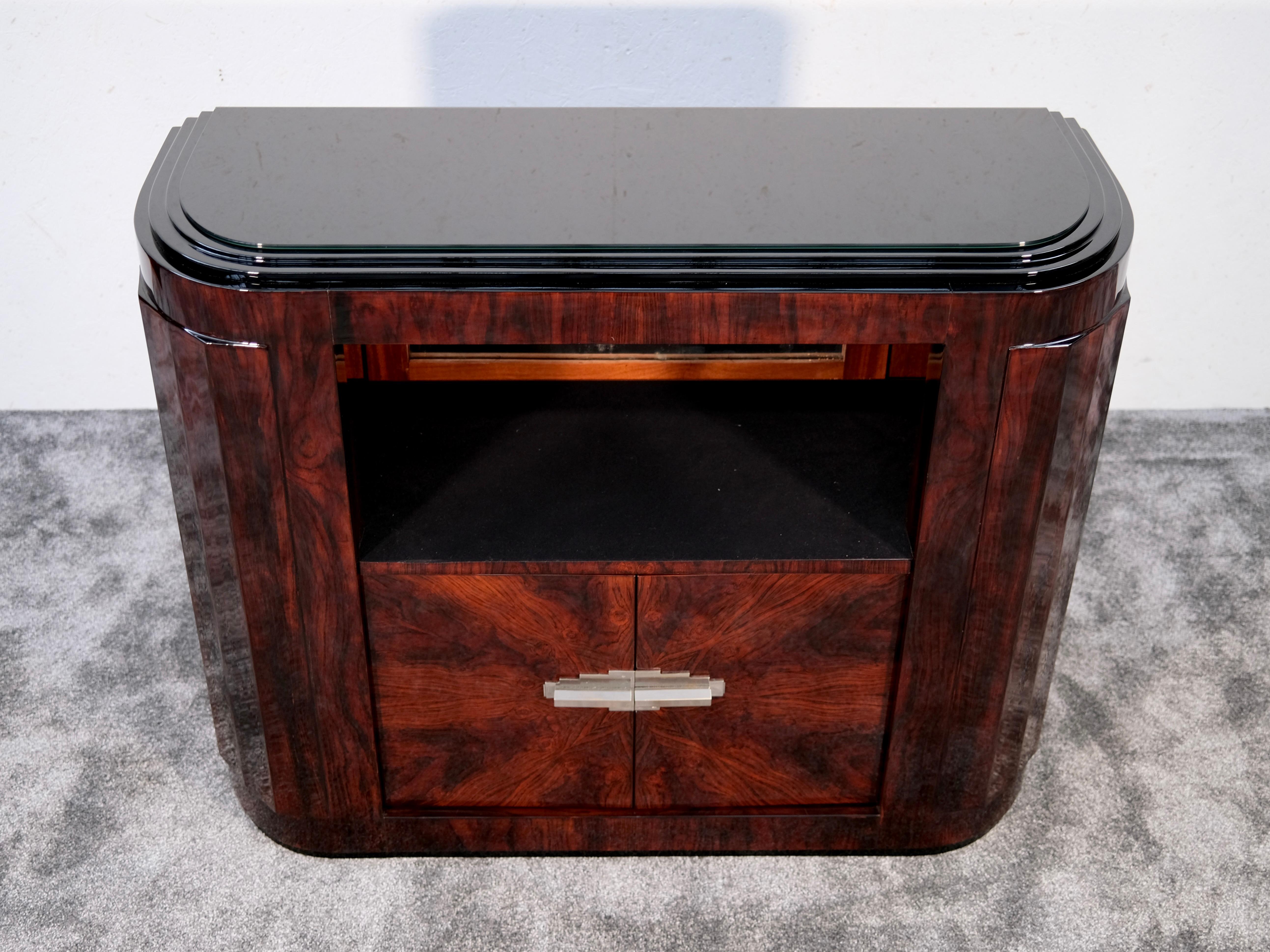 Francese Credenza Art Déco arrotondata con scomparto aperto, Francia, anni '30 in vendita