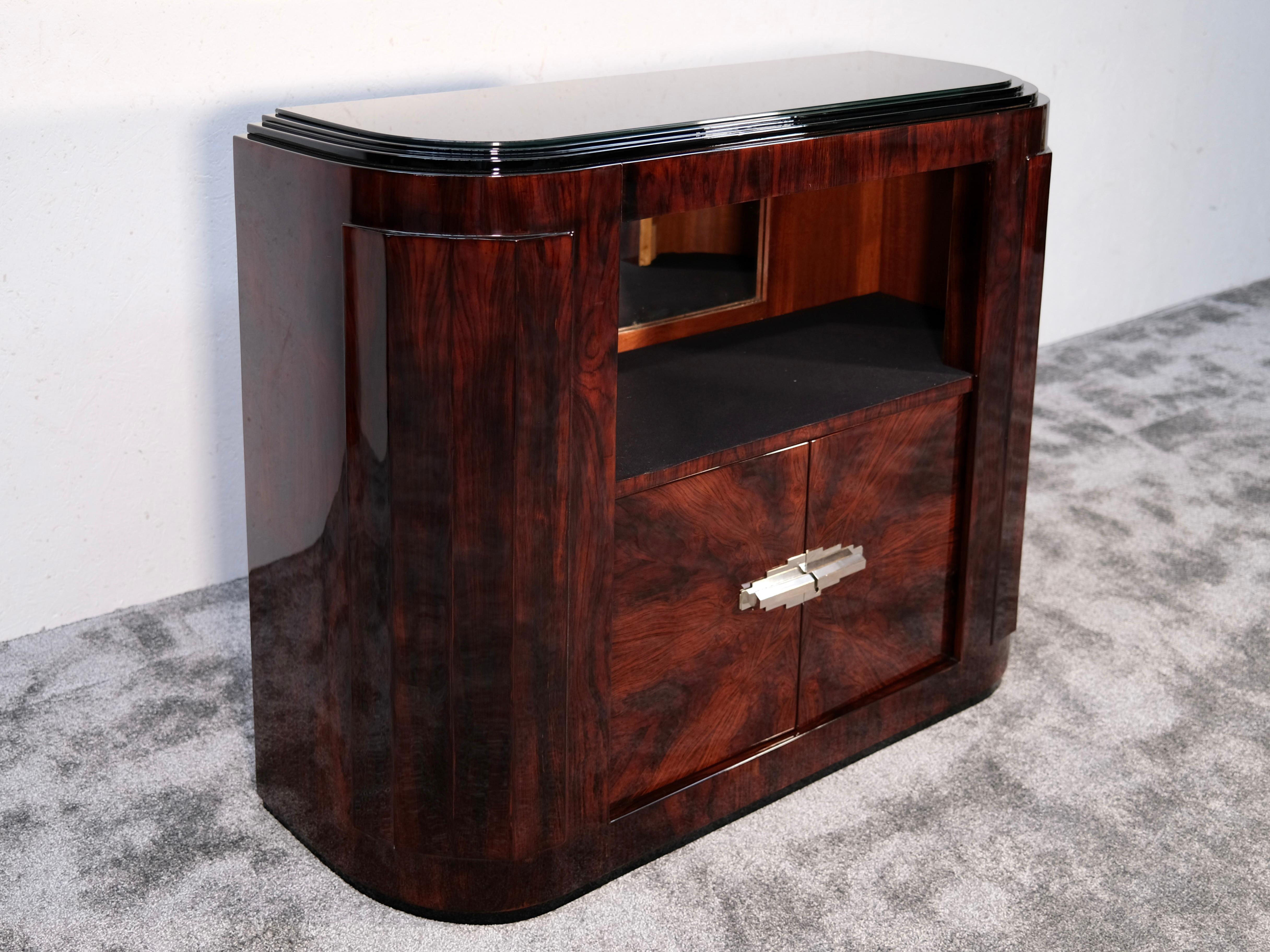 Metà XX secolo Credenza Art Déco arrotondata con scomparto aperto, Francia, anni '30 in vendita
