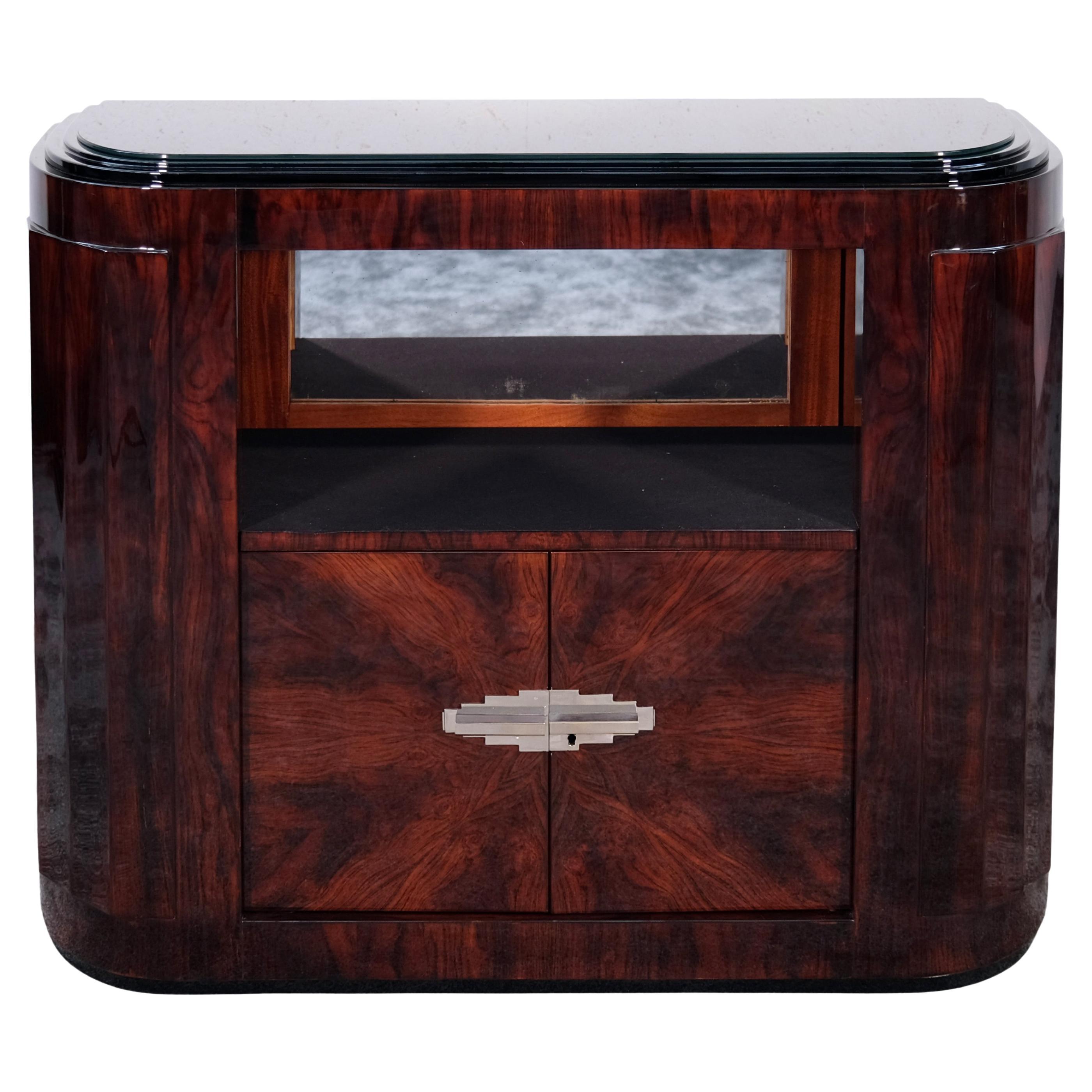 Credenza Art Déco arrotondata con scomparto aperto, Francia, anni '30