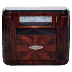 Rounded Art Deco Sideboard with Open Compartment, France 1930s