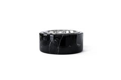 Handmade Rounded Black Marquina Marble Cats or Dogs Bowl with Removable Steel
