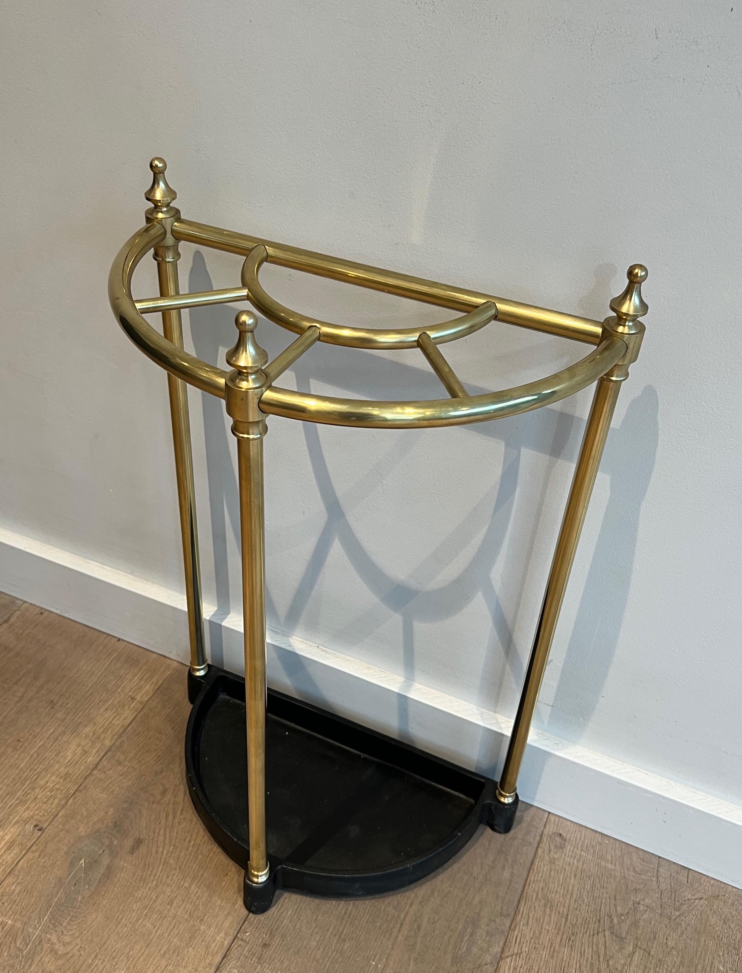 Neoclassical Rounded Brass Umbrella Stand For Sale