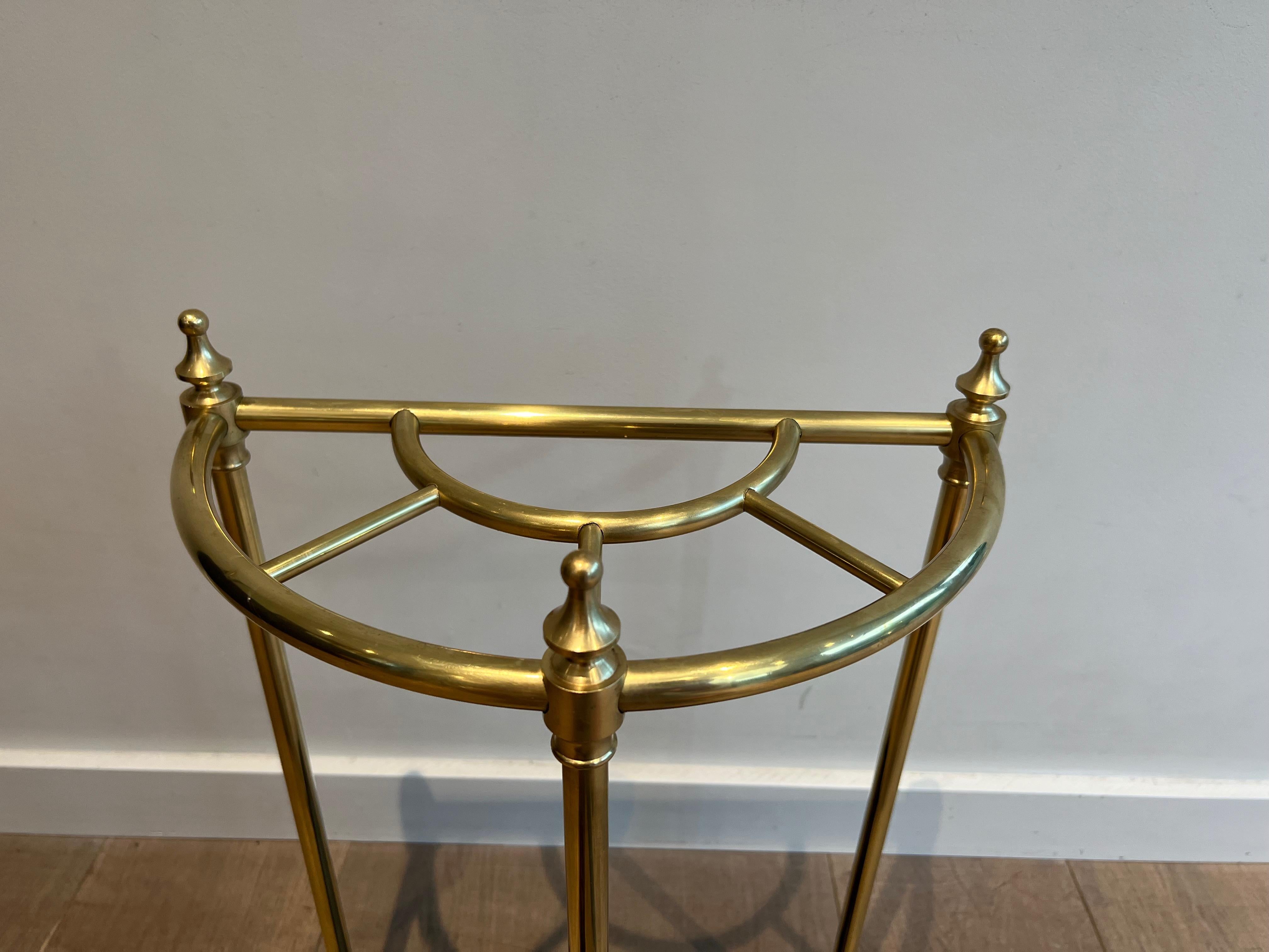 French Rounded Brass Umbrella Stand For Sale