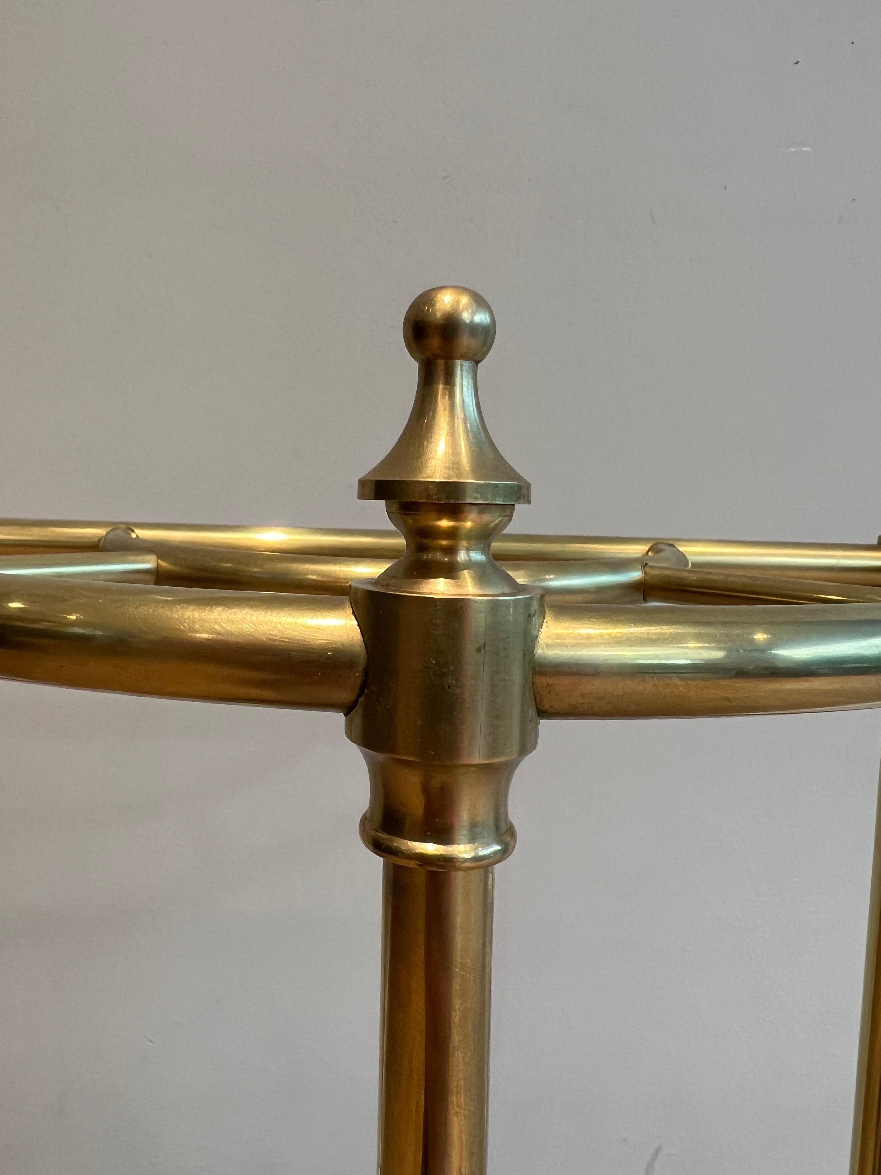 Early 20th Century Rounded Brass Umbrella Stand For Sale