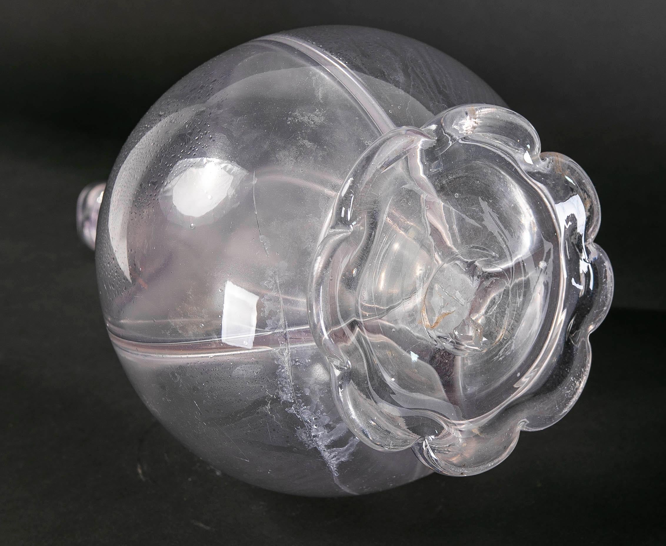 Rounded Crystal Vase with Rounded Bottom and Flower Shaped Base For Sale 4