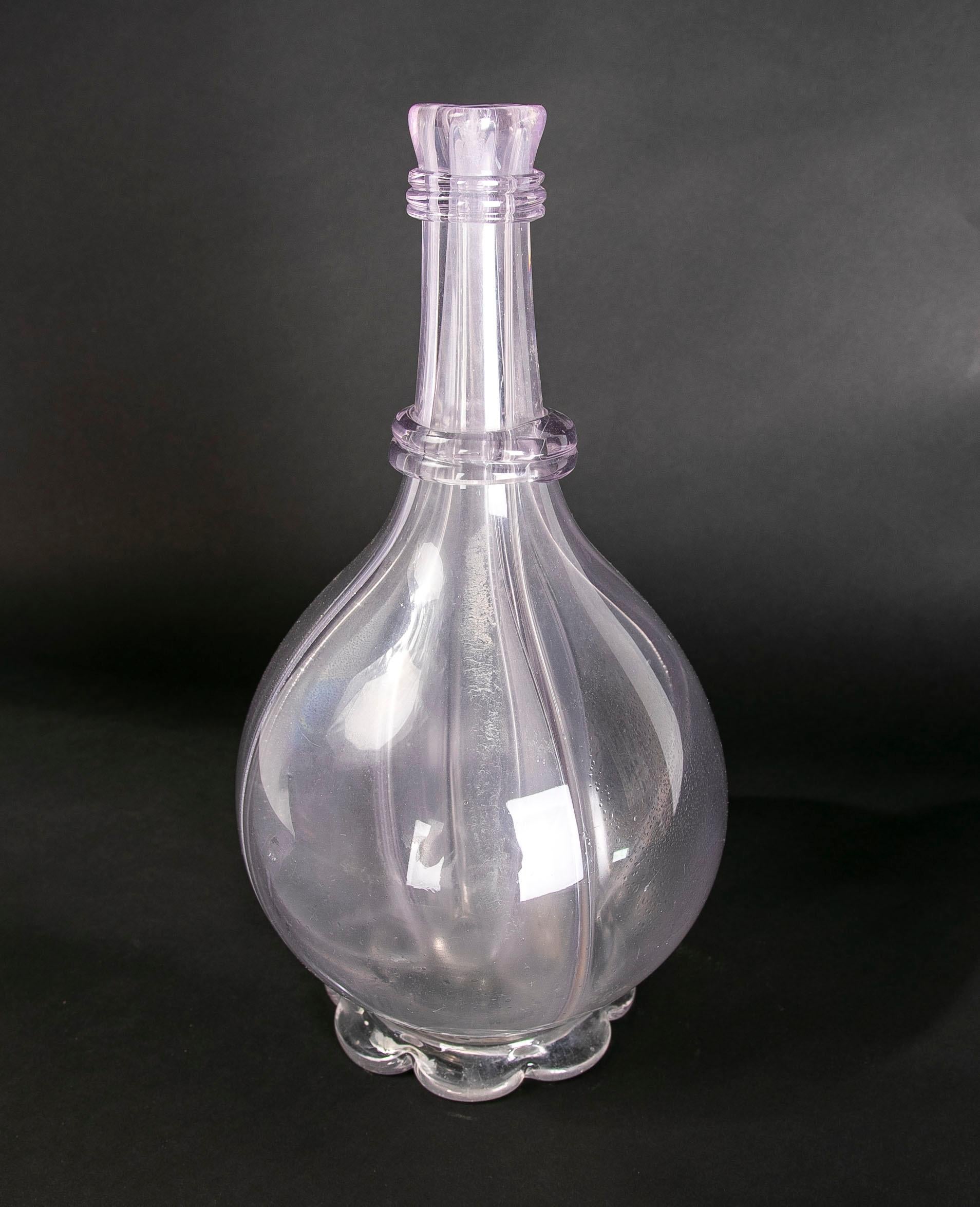 Rounded Crystal Vase with Rounded Bottom and Flower Shaped Base.