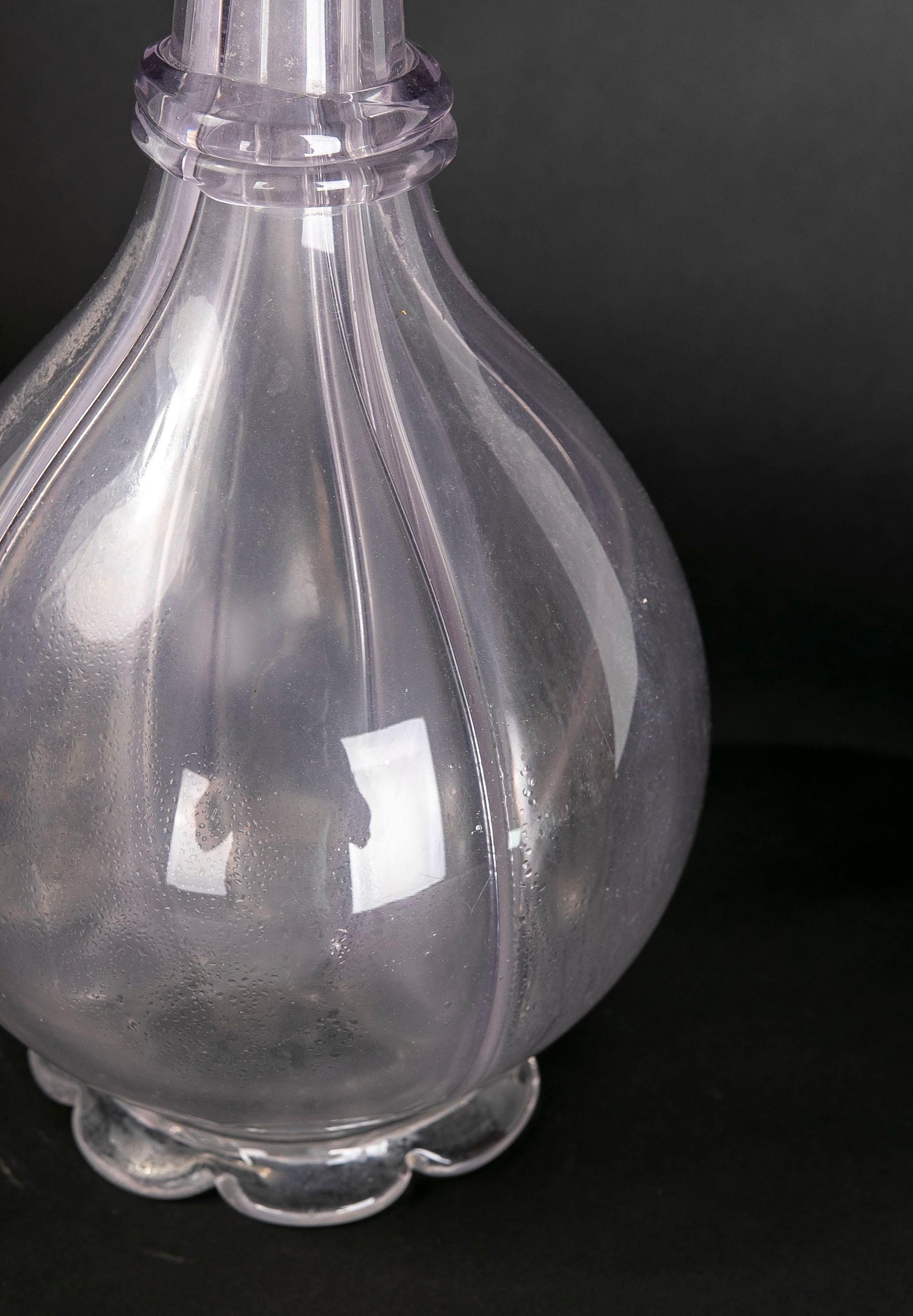 Rounded Crystal Vase with Rounded Bottom and Flower Shaped Base For Sale 2