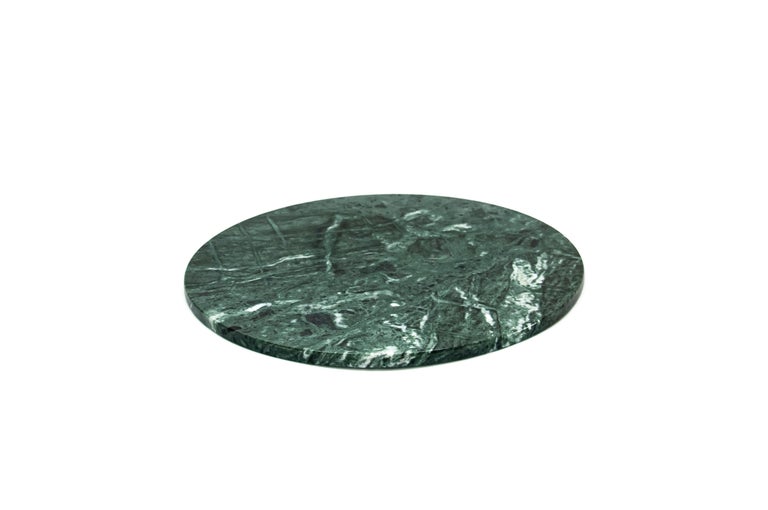 Italian Rounded Dark Green Marble Cheese Plate For Sale