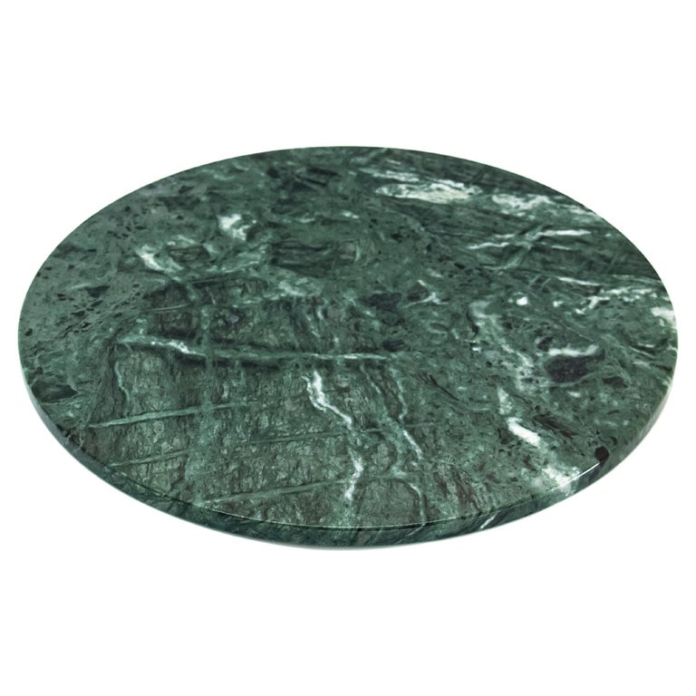 Rounded Dark Green Marble Cheese Plate For Sale