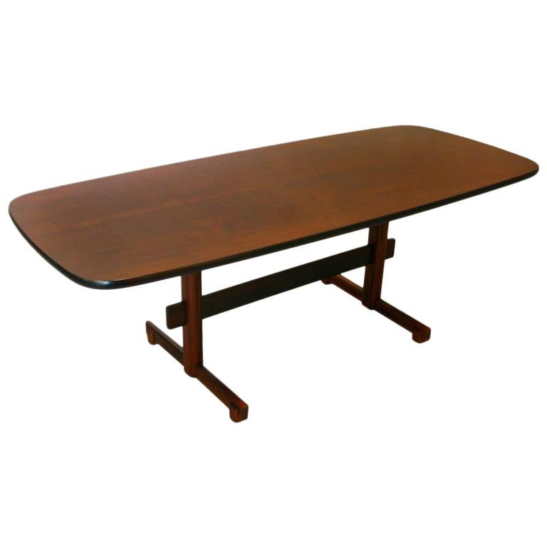 Rounded Edge Brazilian Rosewood Dining Table For Sale