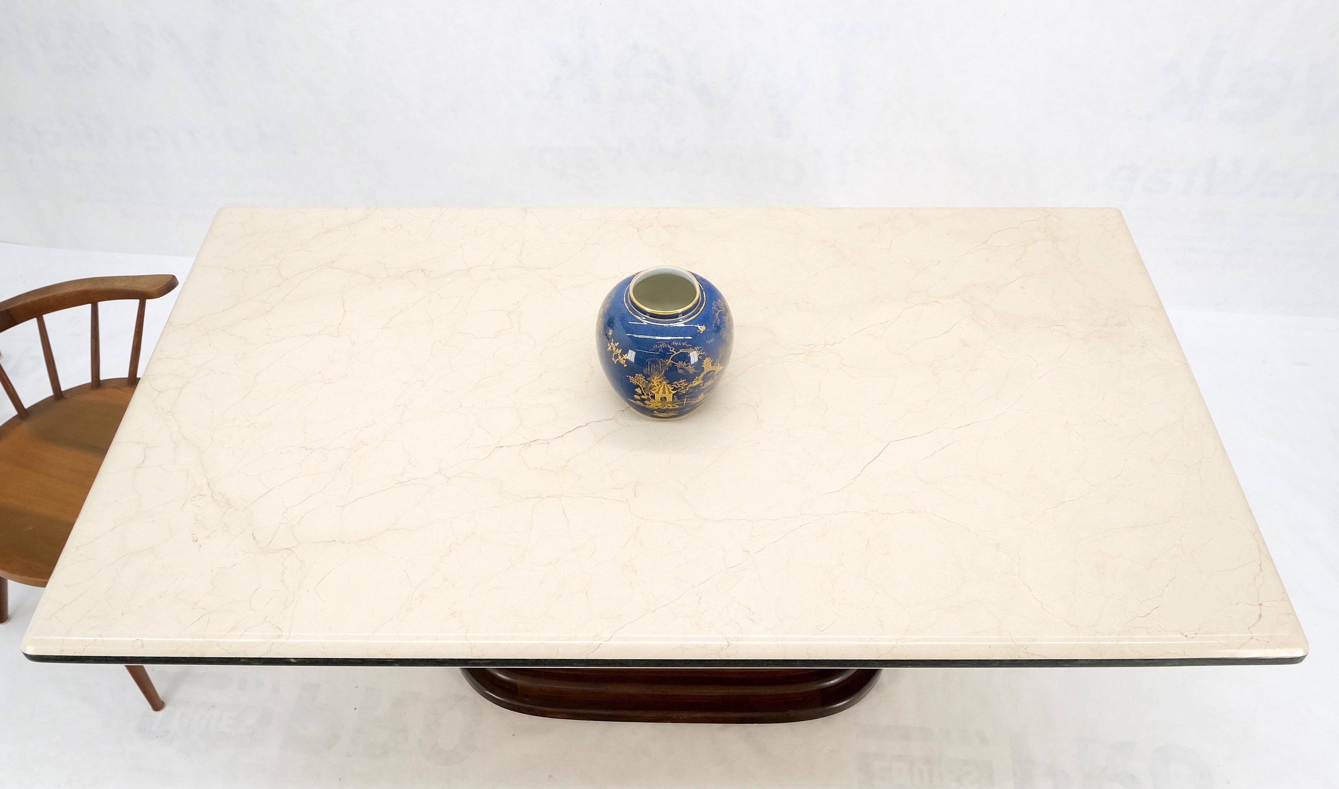 Rounded Edge Marble Top Single Brass Pedestal Base Dining Conference Table Mint! For Sale 6