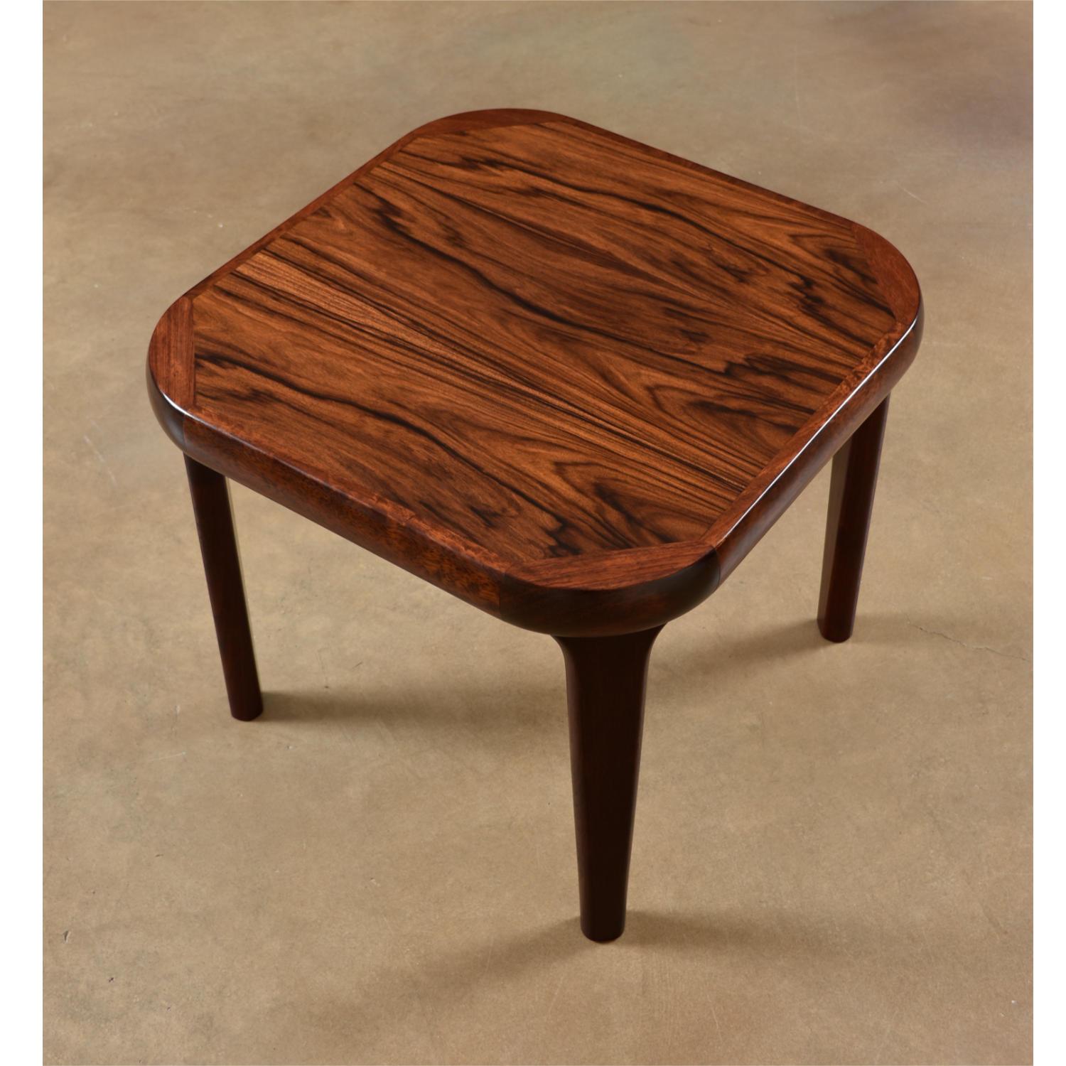 Scandinavian Modern Rounded Edge Square Danish Modern Rosewood End Table
