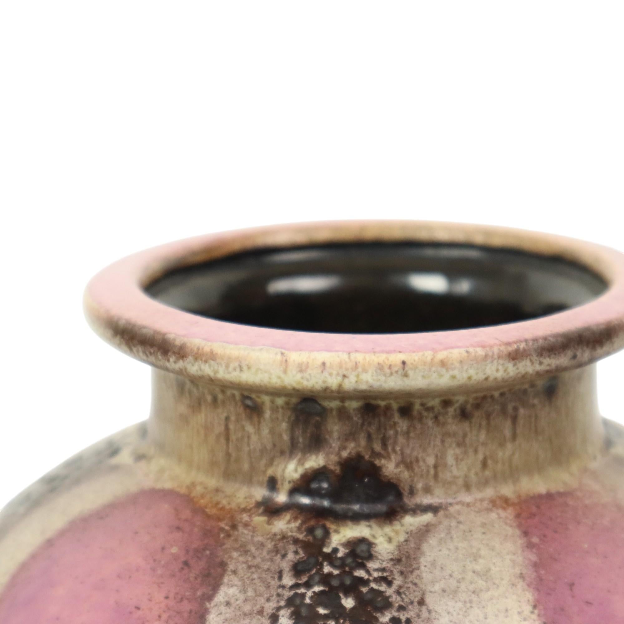 Rounded Fat Lava Vase Purple West Germany Ceramics 666-21 For Sale 1