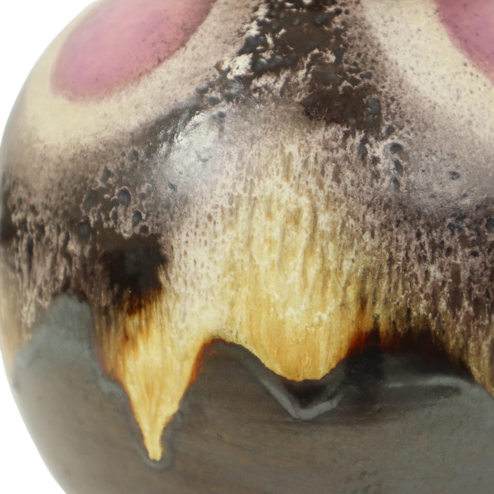 Rounded Fat Lava Vase Purple West Germany Ceramics 666-21 For Sale 2