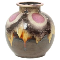 Rounded Fat Lava Vase Purple West Germany Ceramics 666-21