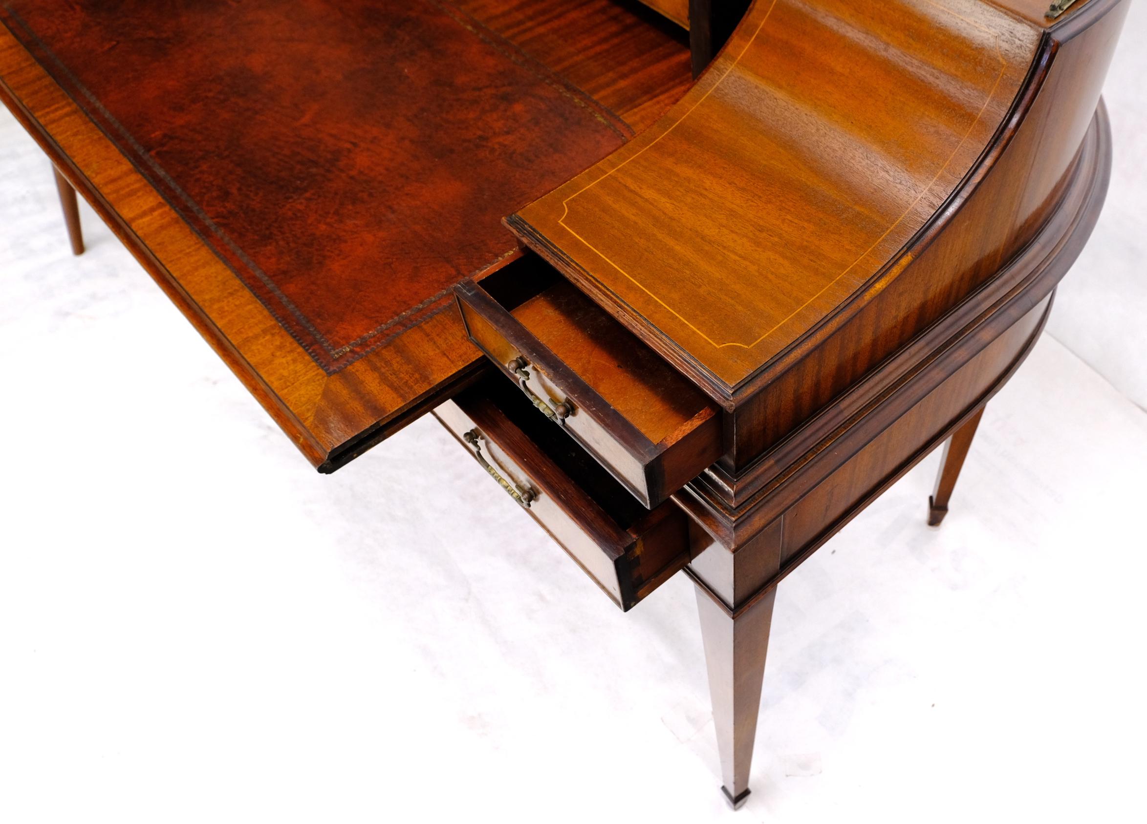 Rounded Mahogany Writing Table Desk w/ Brass Gallery 7