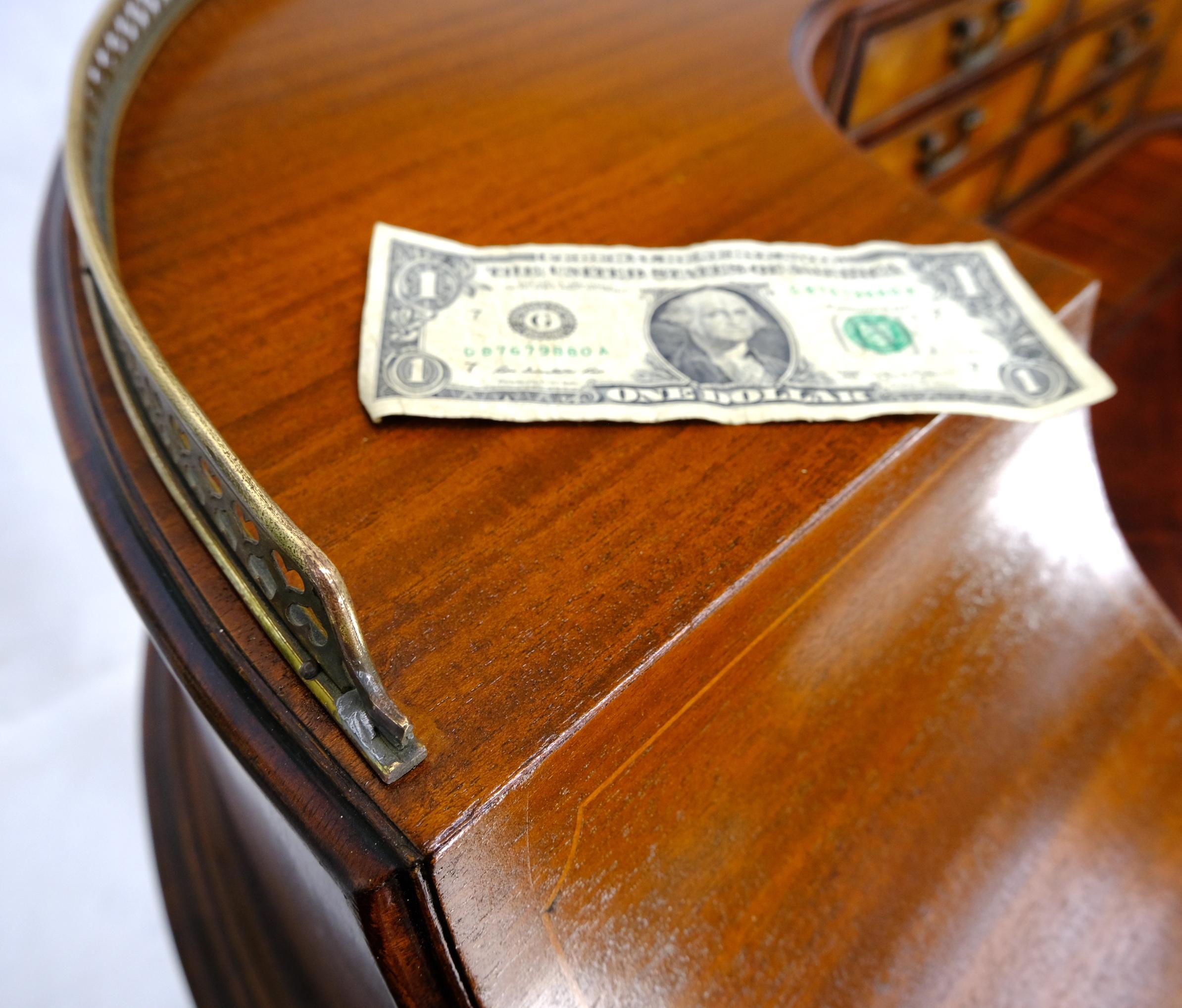Rounded Mahogany Writing Table Desk w/ Brass Gallery 10