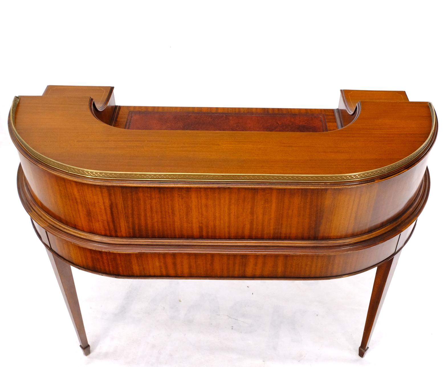 Rounded Mahogany Writing Table Desk w/ Brass Gallery 12