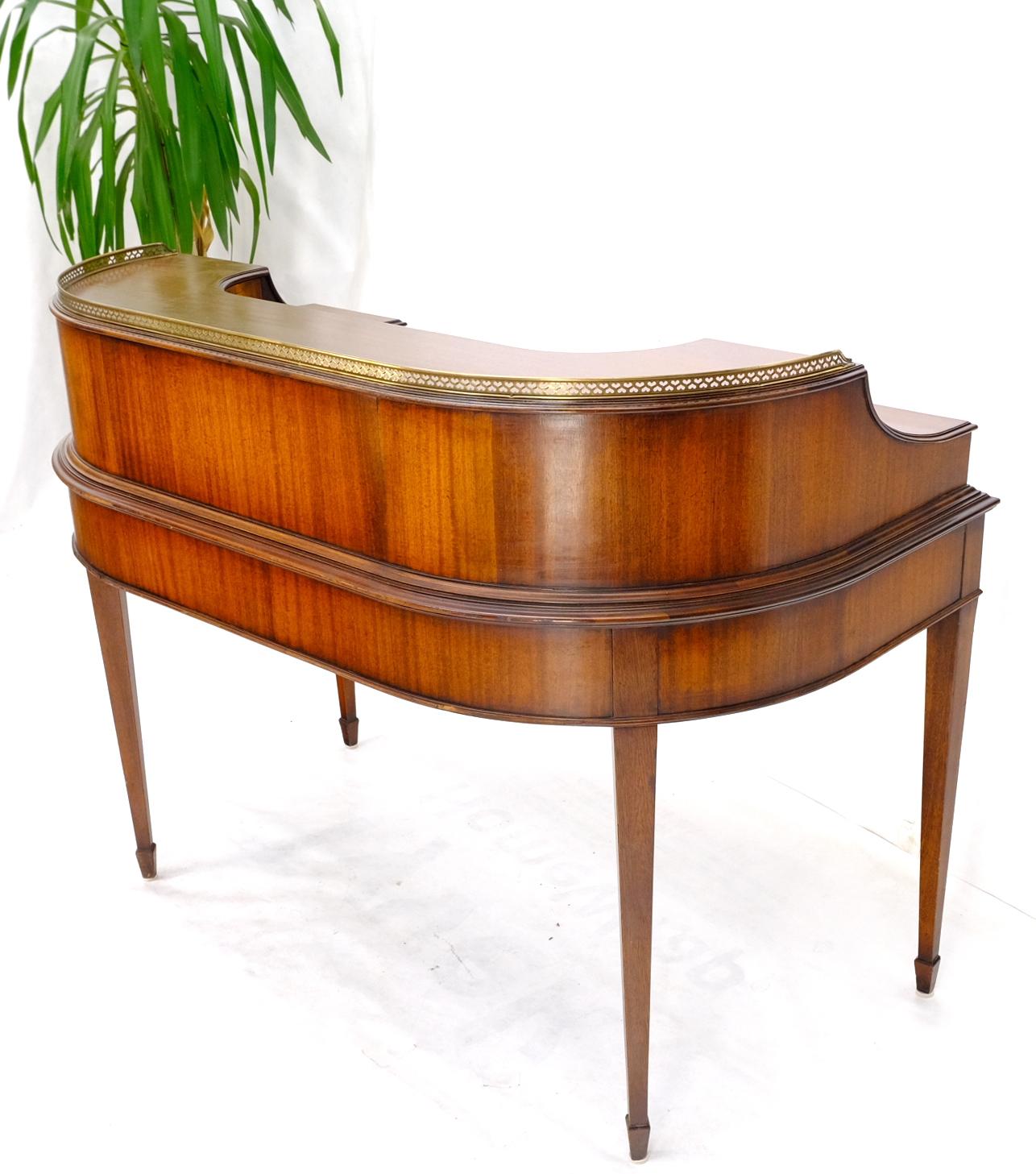 Federal Rounded Mahogany Writing Table Desk w/ Brass Gallery