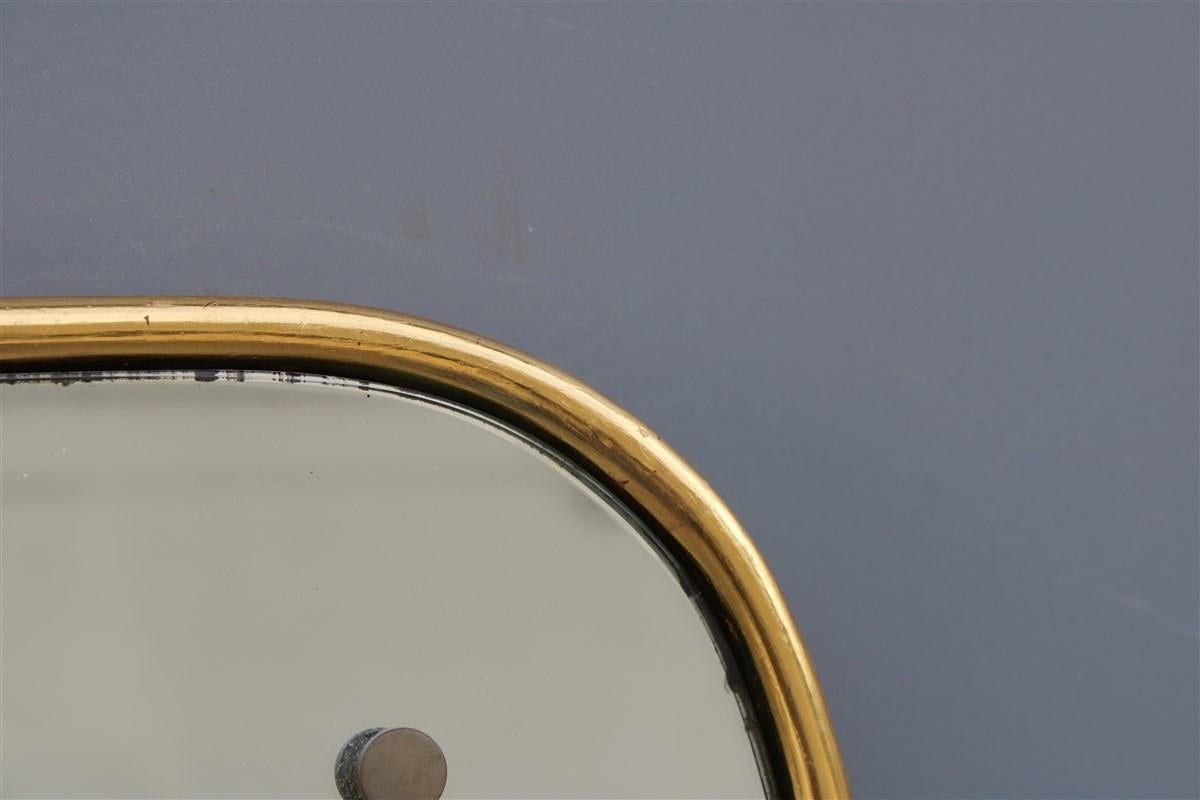 Gold Leaf Rounded Midcentury Wall Mirror 24-Karat Gold Wood Italian Design Gio Ponti Style
