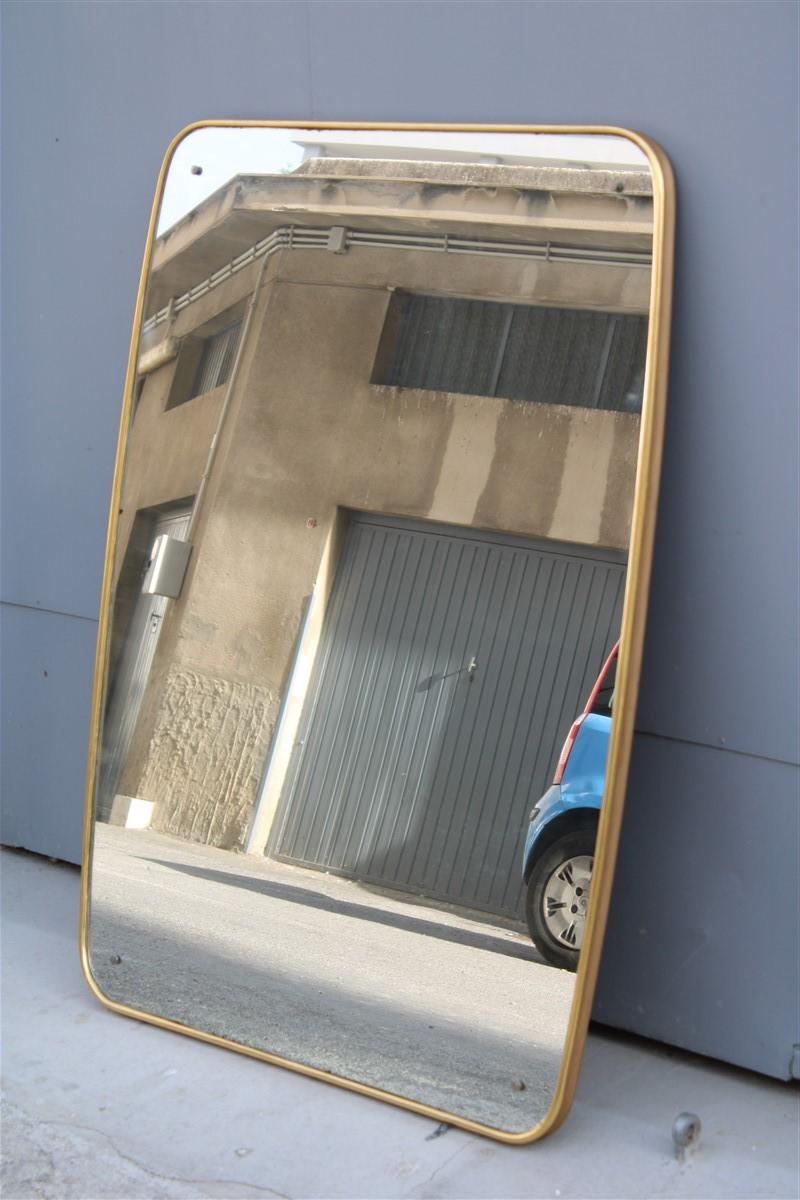 Rounded Midcentury Wall Mirror 24-Karat Gold Wood Italian Design Gio Ponti Style 2