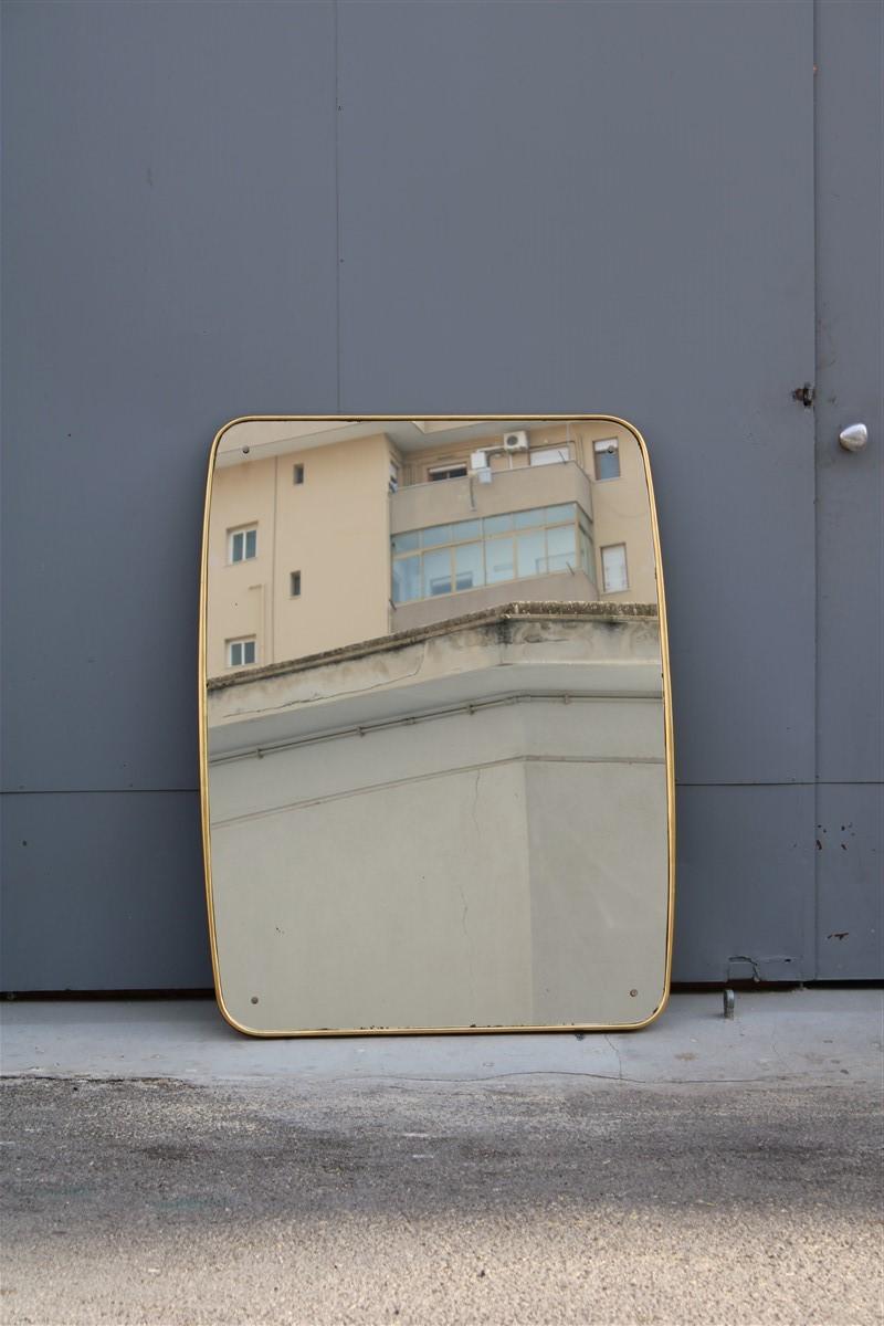 Mid-Century Modern Rounded Midcentury Wall Mirror 24-Karat Gold Wood Italian Design Gio Ponti Style