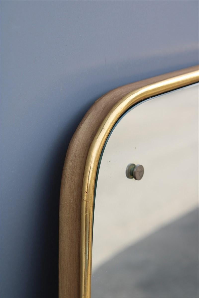 European Rounded Midcentury Wall Mirror 24-Karat Gold Wood Italian Design Gio Ponti Style