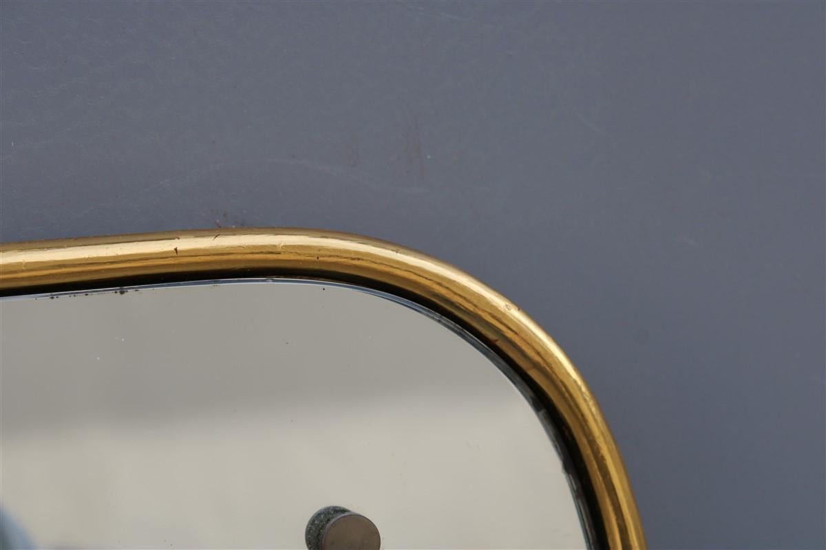 Mid-20th Century Rounded Midcentury Wall Mirror 24-Karat Gold Wood Italian Design Gio Ponti Style