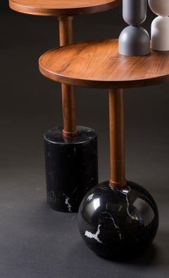 Rounded Monterrey Side Table, Black Marble