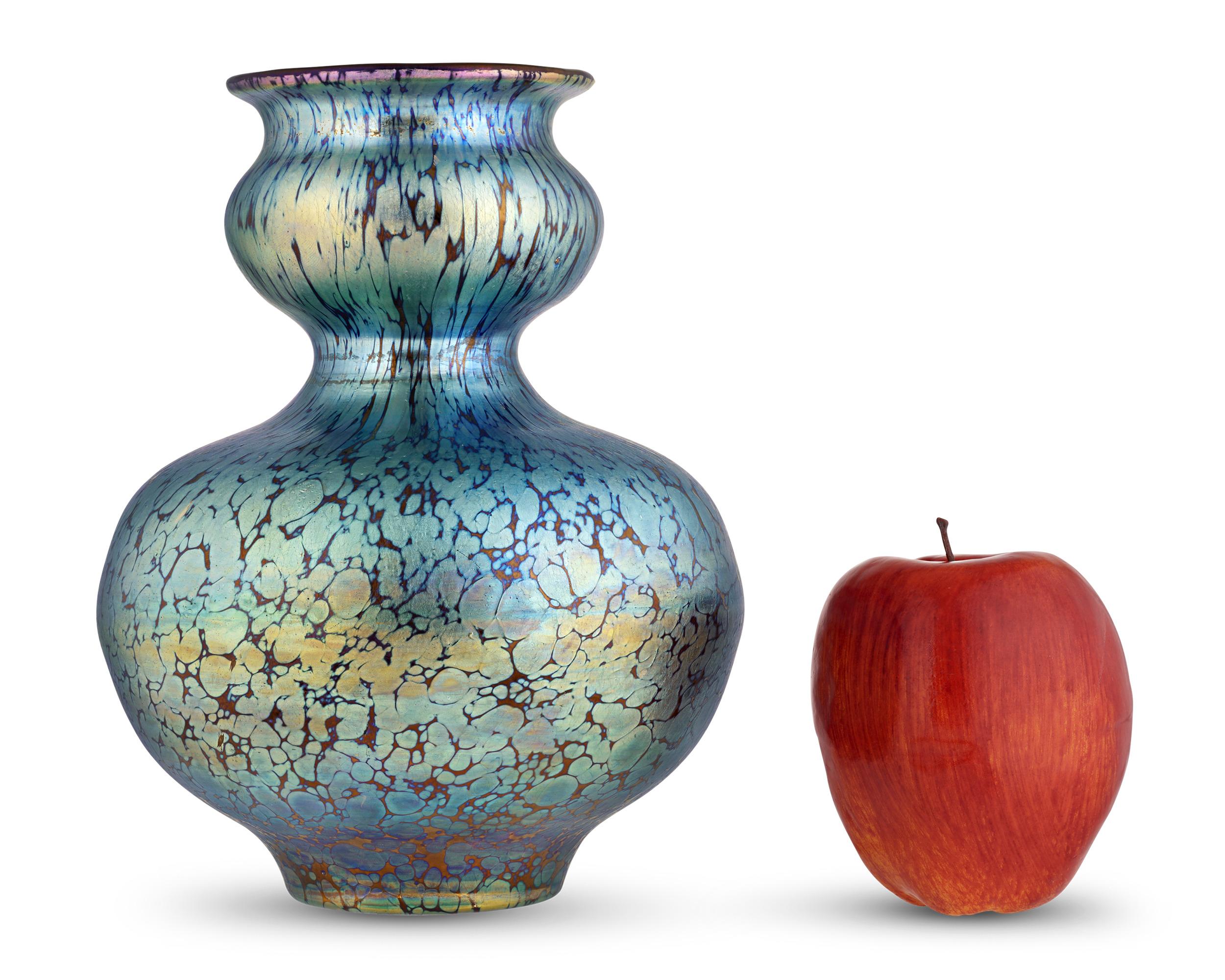 Czech Rounded Papillion Vase by Loetz For Sale