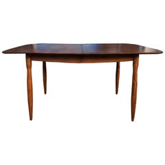 Rounded Rare Russel Wright Maple Dining Table with 3 Leaves