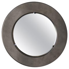 Rounded See-Through Perplex Grey Italian Mirror, Italy, 1970