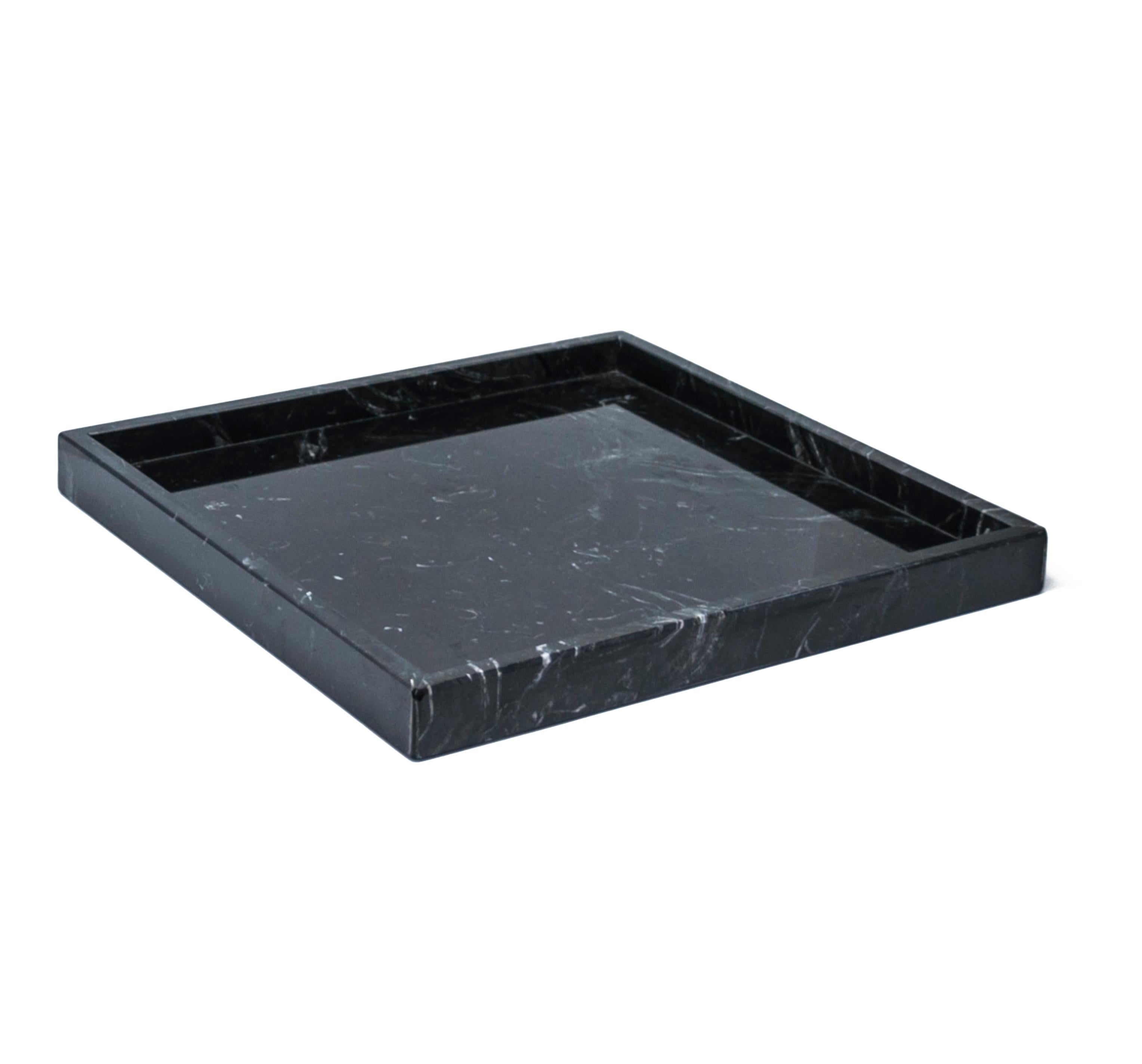Italian Handmade Set for Bathroom in Black Marquina Marble For Sale