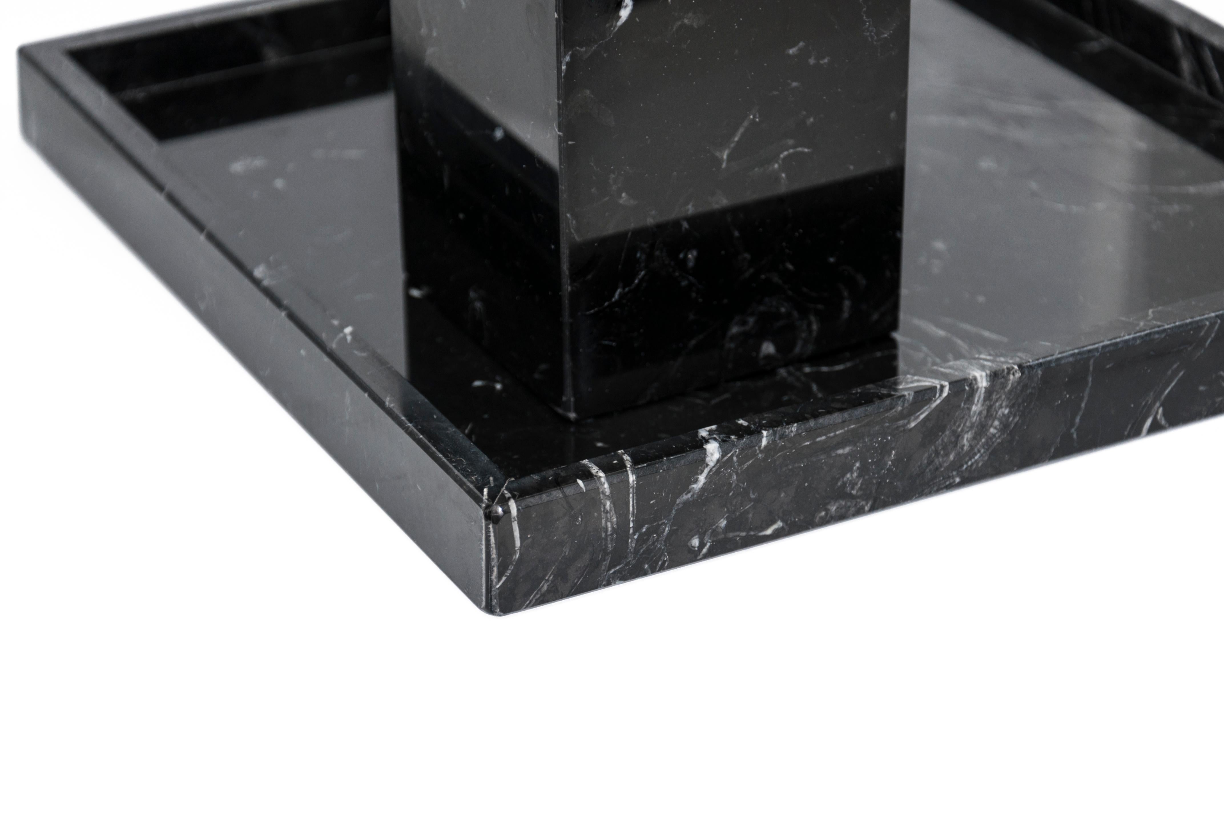 Handmade Set for Bathroom in Black Marquina Marble In New Condition For Sale In Carrara, IT