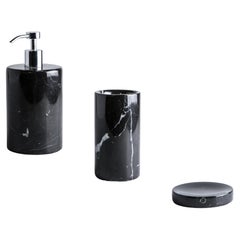 Handmade Rounded Set for Bathroom in Black Marquina Marble