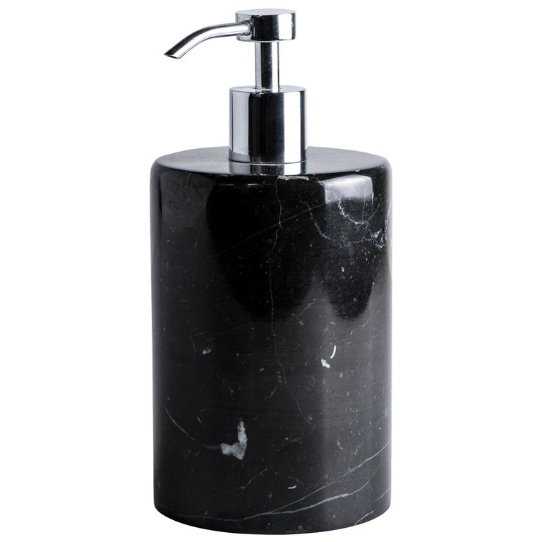 Handmade Rounded Soap Dispenser in Black Marquina Marble For Sale at ...