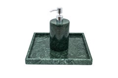 Handmade Rounded Soap Dispenser in Green Guatemala Marble